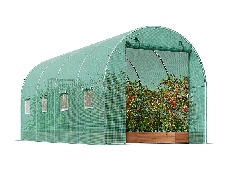 Tunnelkas SucceBuy 4,4 x 1,9 x 1,9 m, Gegalvaniseerd Frame, PE-Afdekking, Groen