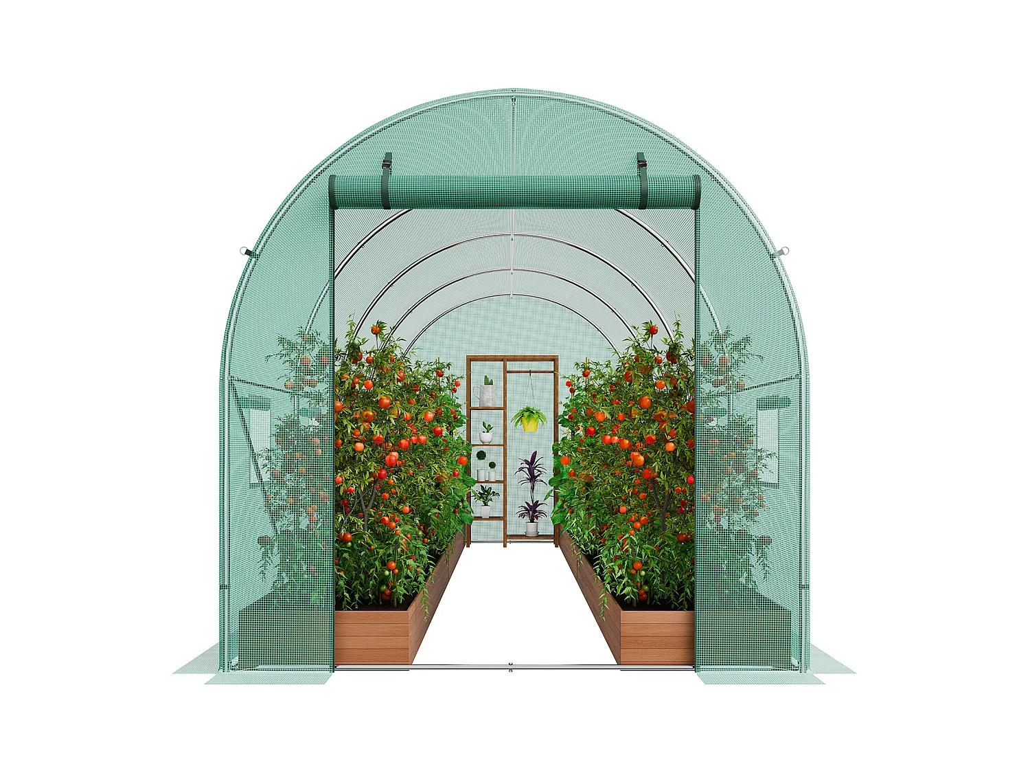 Serre Tunnel SucceBuy, 4,4 x 1,9 x 1,9 m, Cadre Galvanisé, Couverture PE, Verte