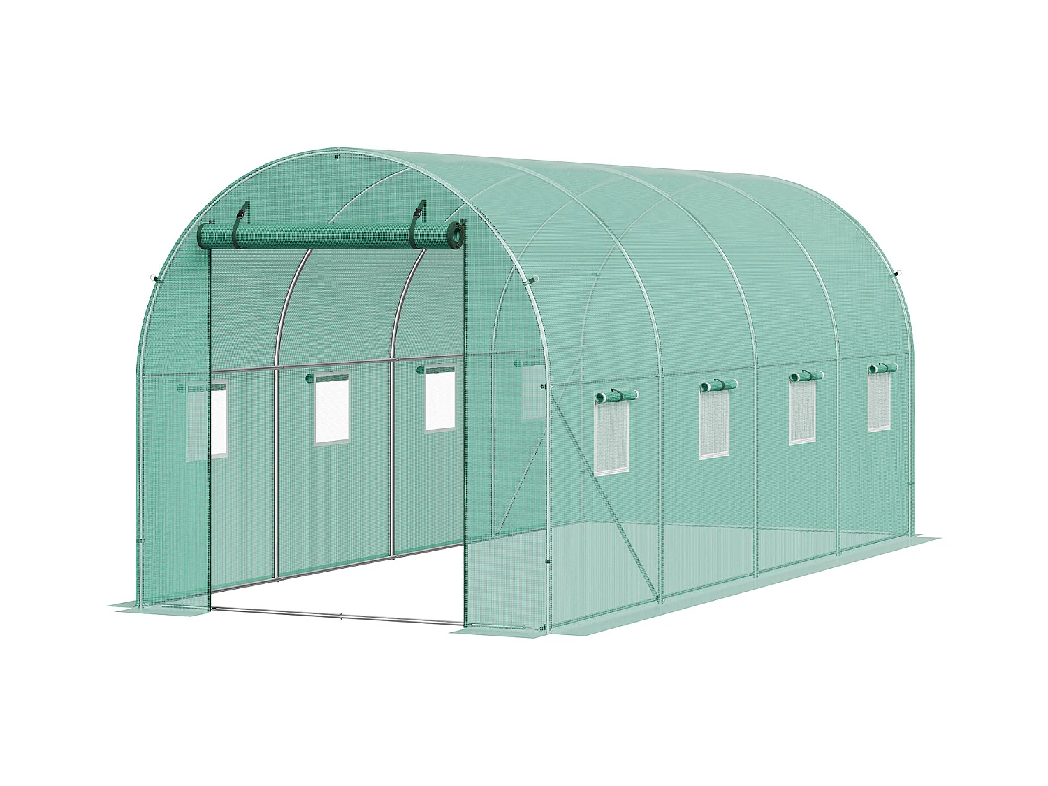 Serre Tunnel SucceBuy, 4,4 x 1,9 x 1,9 m, Cadre Galvanisé, Couverture PE, Verte