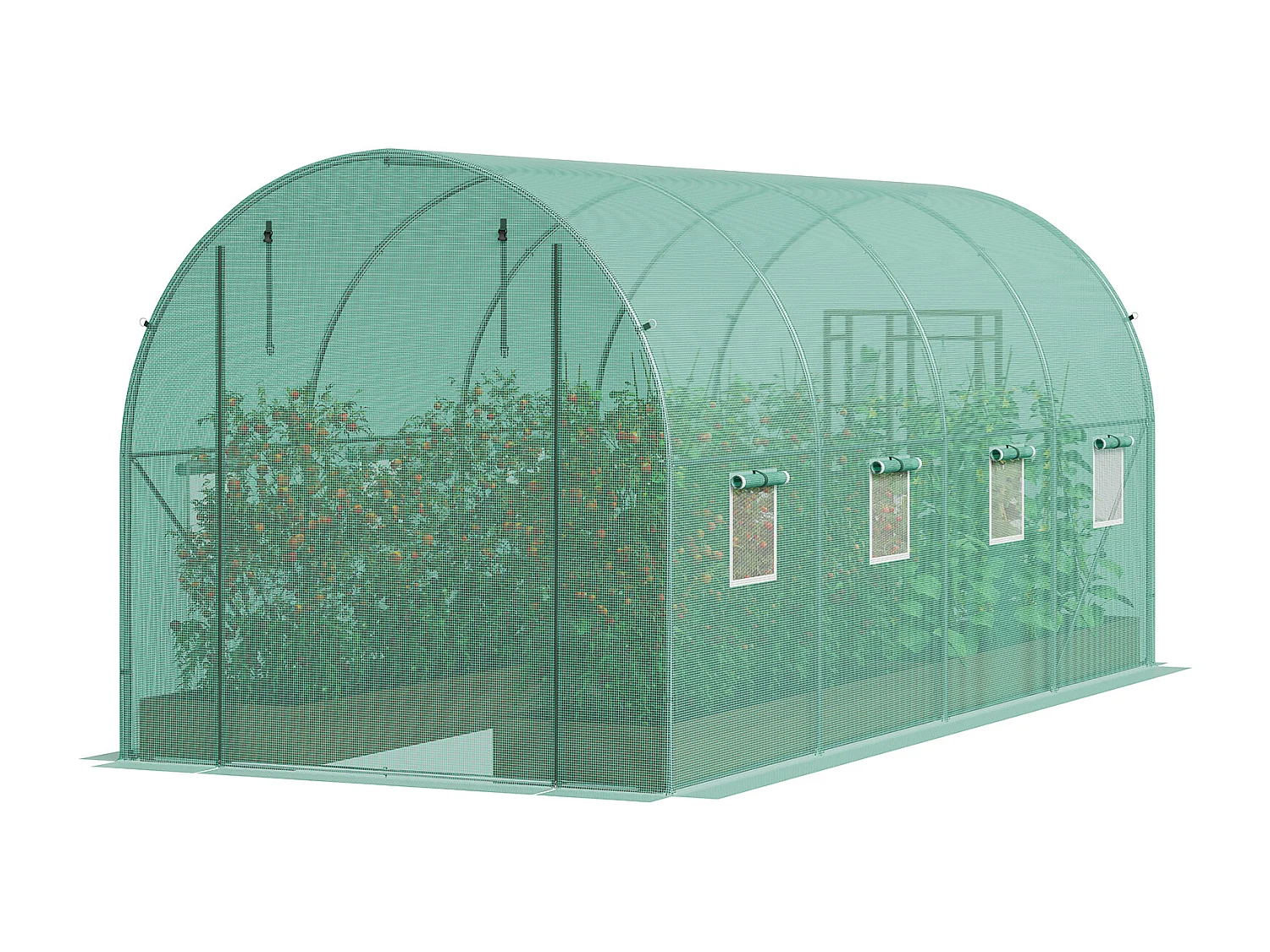 Serre Tunnel SucceBuy, 4,4 x 1,9 x 1,9 m, Cadre Galvanisé, Couverture PE, Verte