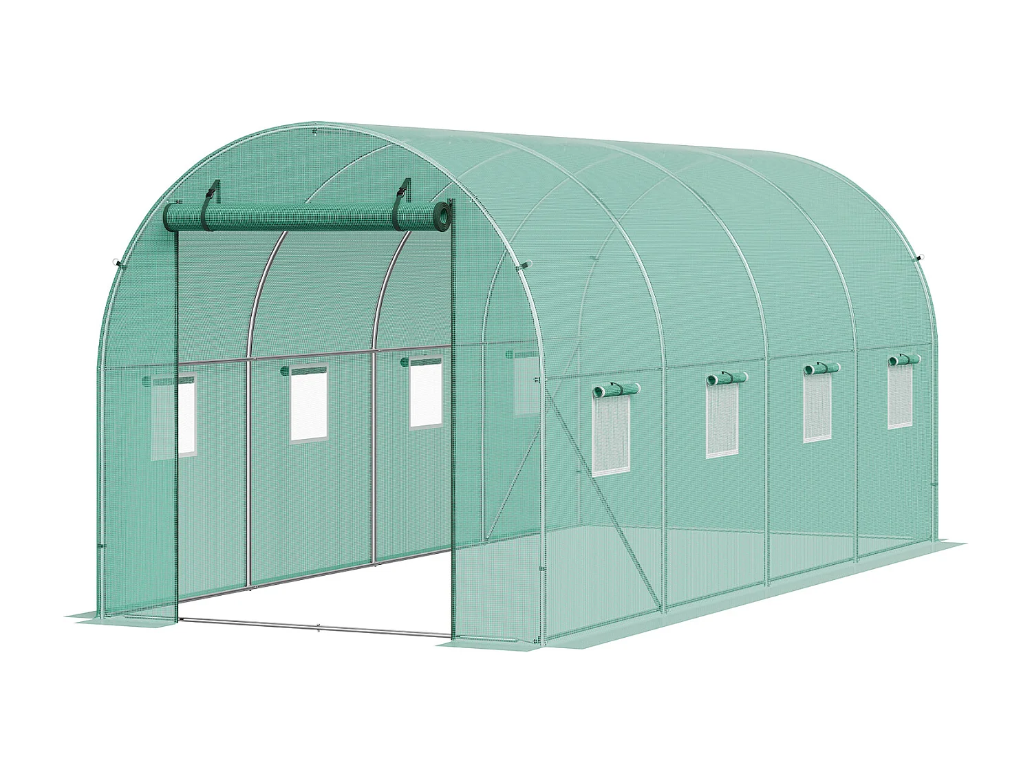 Serre Tunnel SucceBuy, 4,4 x 1,9 x 1,9 m, Cadre Galvanisé, Couverture PE, Verte