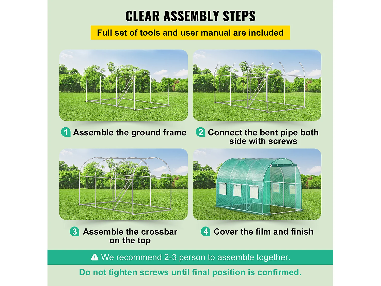 Serre Tunnel SucceBuy 304.8x213.36x213.36 cm, Cadre Galvanisé, Couverture Imperméable