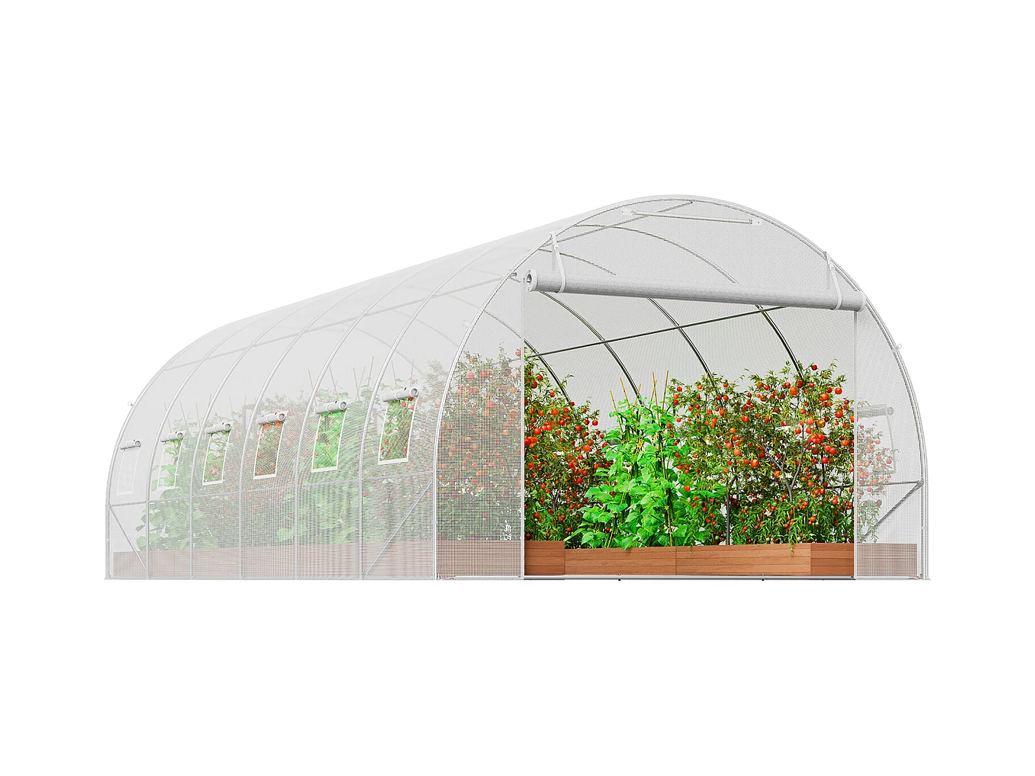 Serre Tunnel SucceBuy, 5,8 x 2,8 x 2,0 m, Cadre Galvanisé, Revêtement PE, Blanc