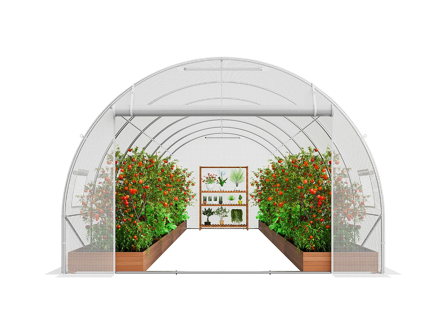 Serre Tunnel SucceBuy, 5,8 x 2,8 x 2,0 m, Cadre Galvanisé, Revêtement PE, Blanc