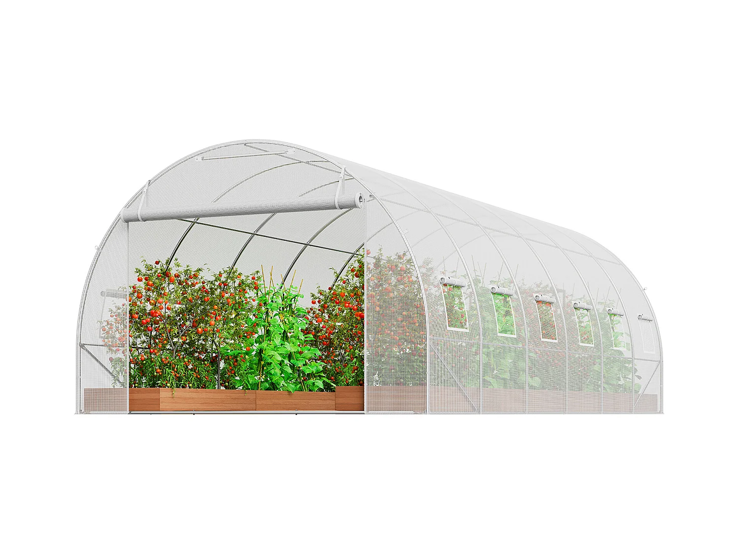 Serre Tunnel SucceBuy, 5,8 x 2,8 x 2,0 m, Cadre Galvanisé, Revêtement PE, Blanc