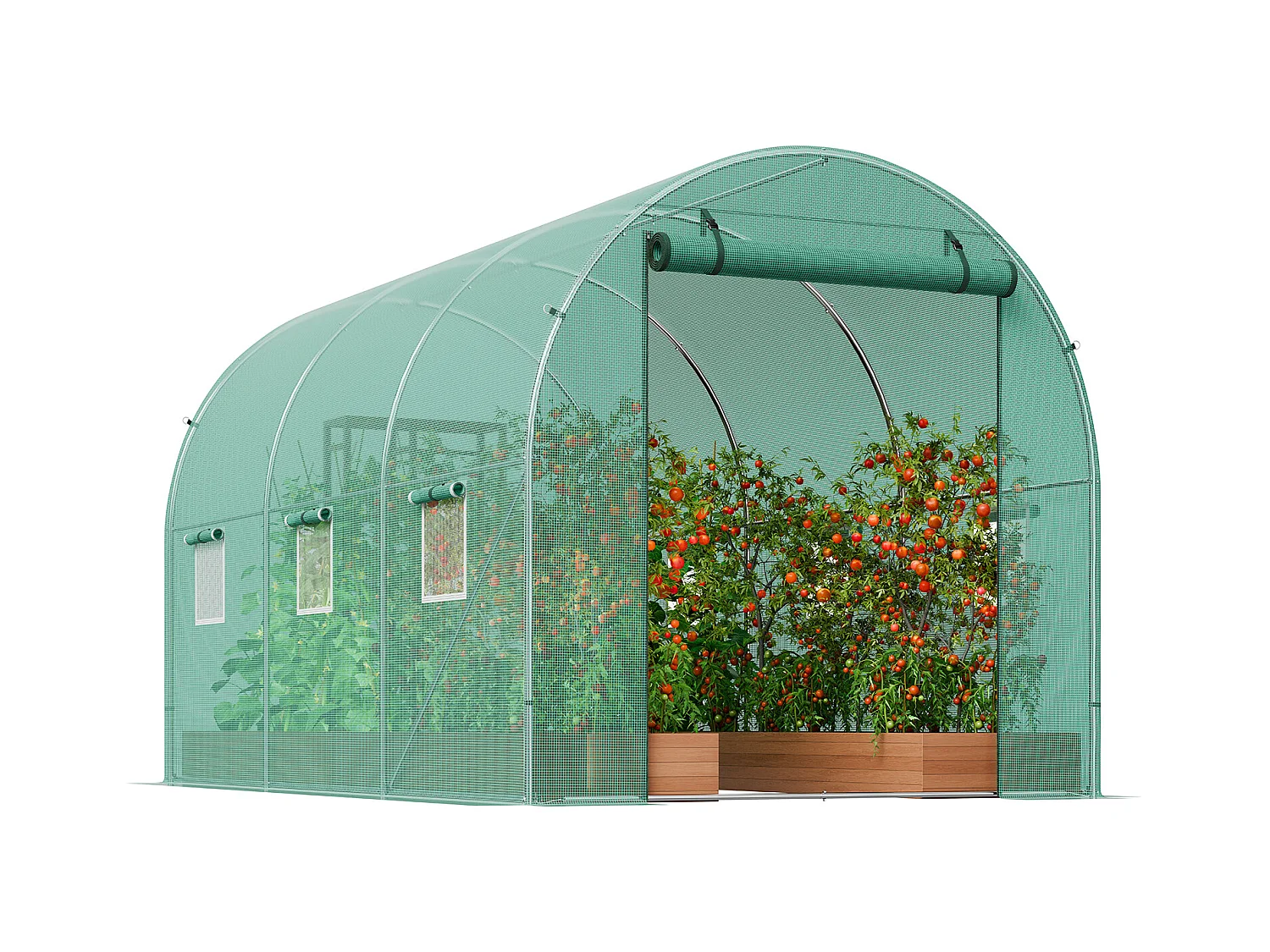 Serre Tunnel SucceBuy, 3,4 x 1,9 x 1,9 m, Cadre Galvanisé, Couverture PE, Verte