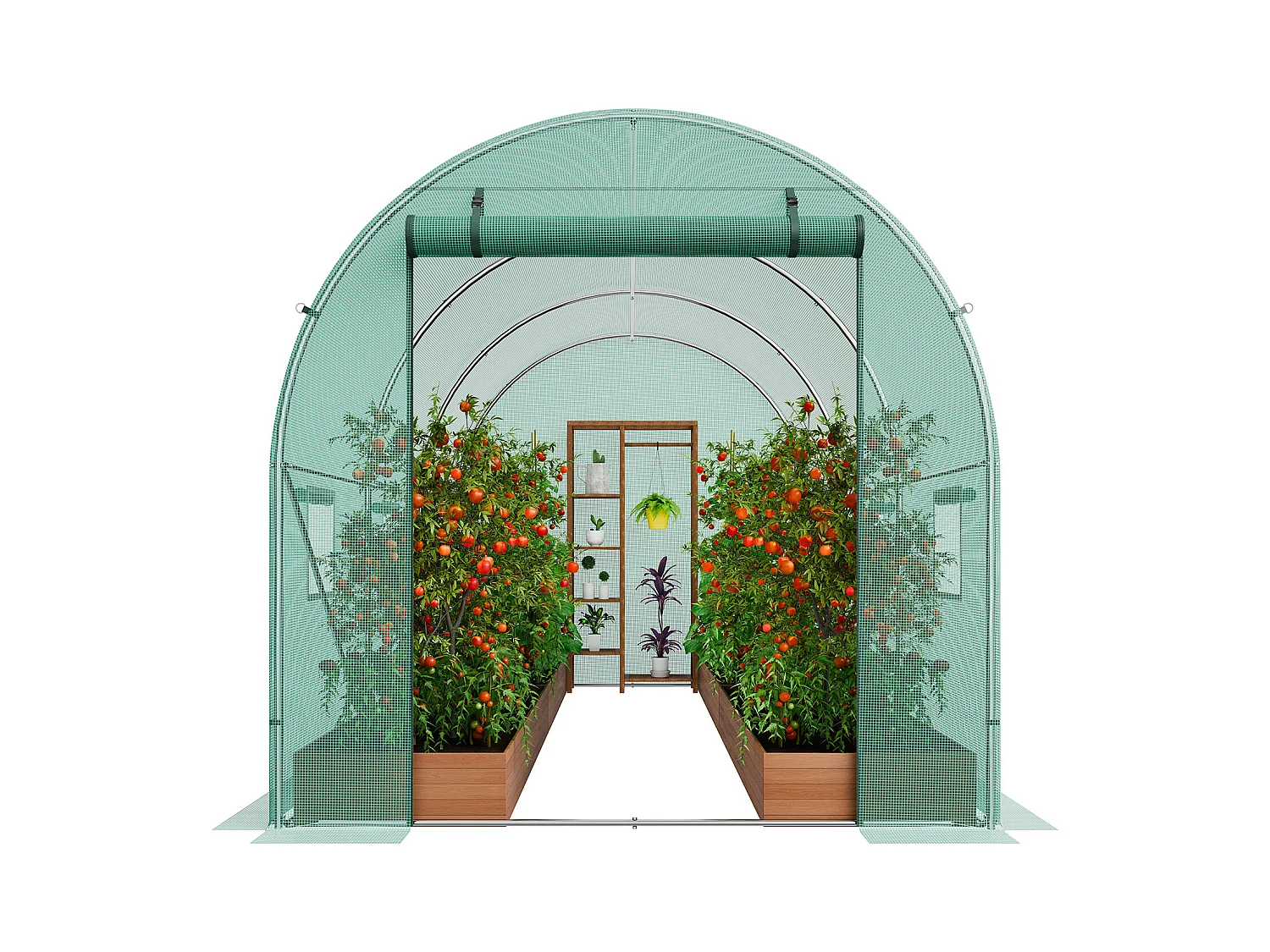 Serre Tunnel SucceBuy, 3,4 x 1,9 x 1,9 m, Cadre Galvanisé, Couverture PE, Verte