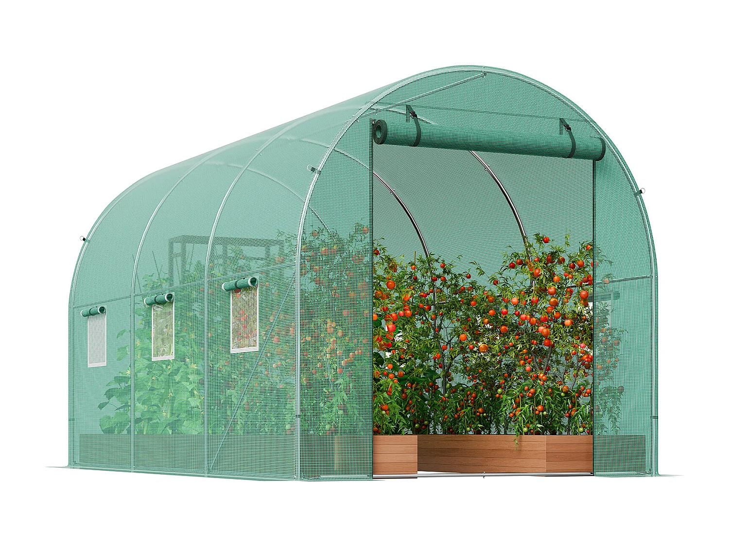 Serre Tunnel SucceBuy, 3,4 x 1,9 x 1,9 m, Cadre Galvanisé, Couverture PE, Verte