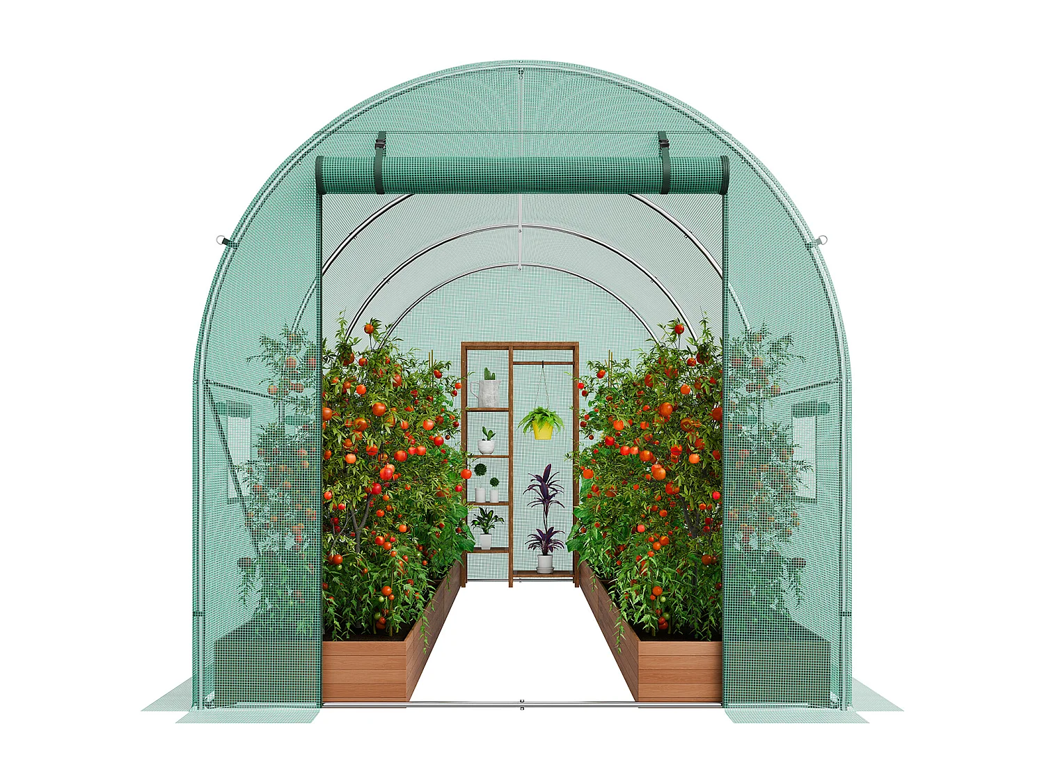 Serre Tunnel SucceBuy, 3,4 x 1,9 x 1,9 m, Cadre Galvanisé, Couverture PE, Verte