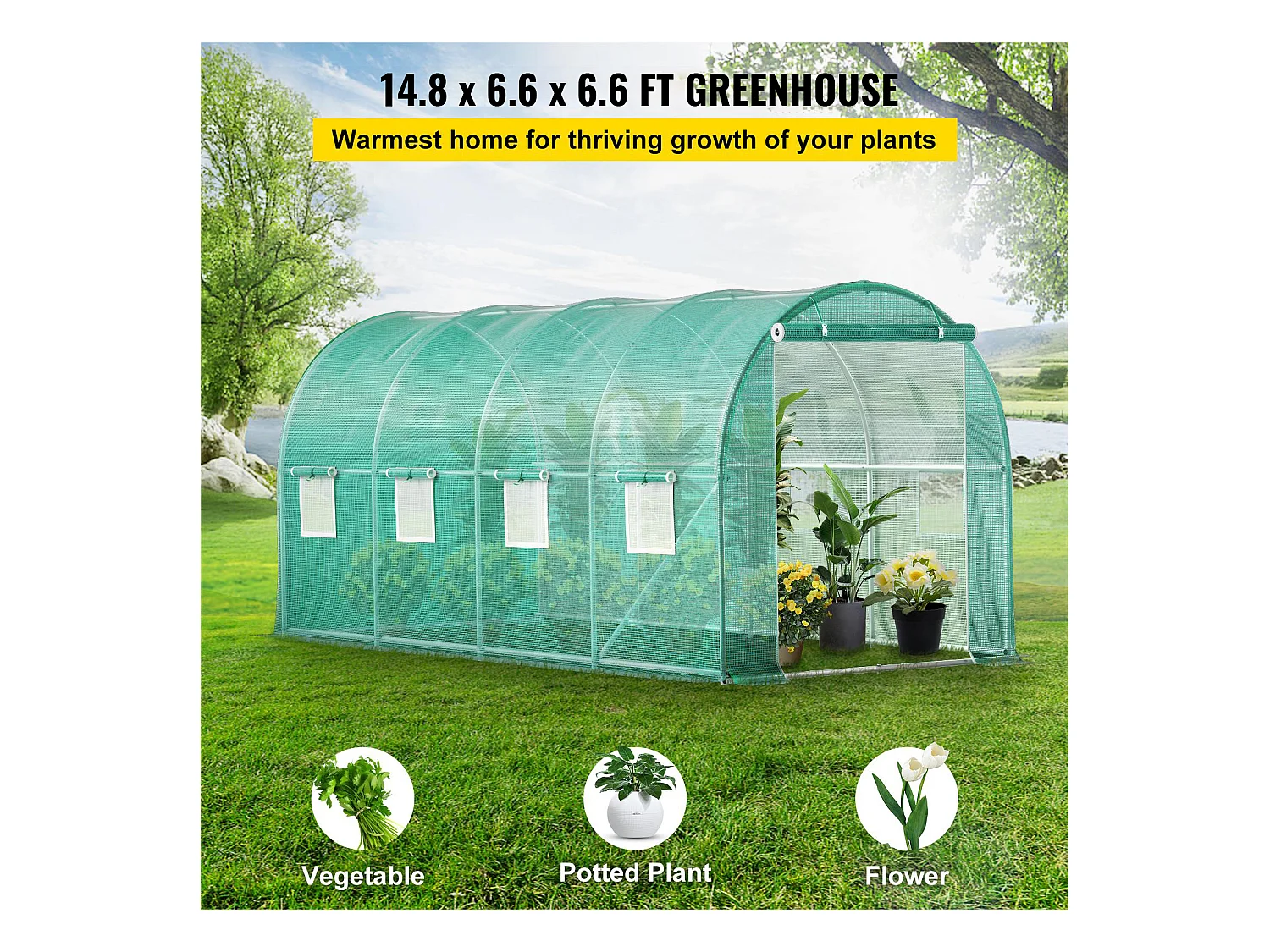 Folientunnel SucceBuy mit Verzinktem Rahmen 4,5 x 2 x 2 m, Wasserdicht