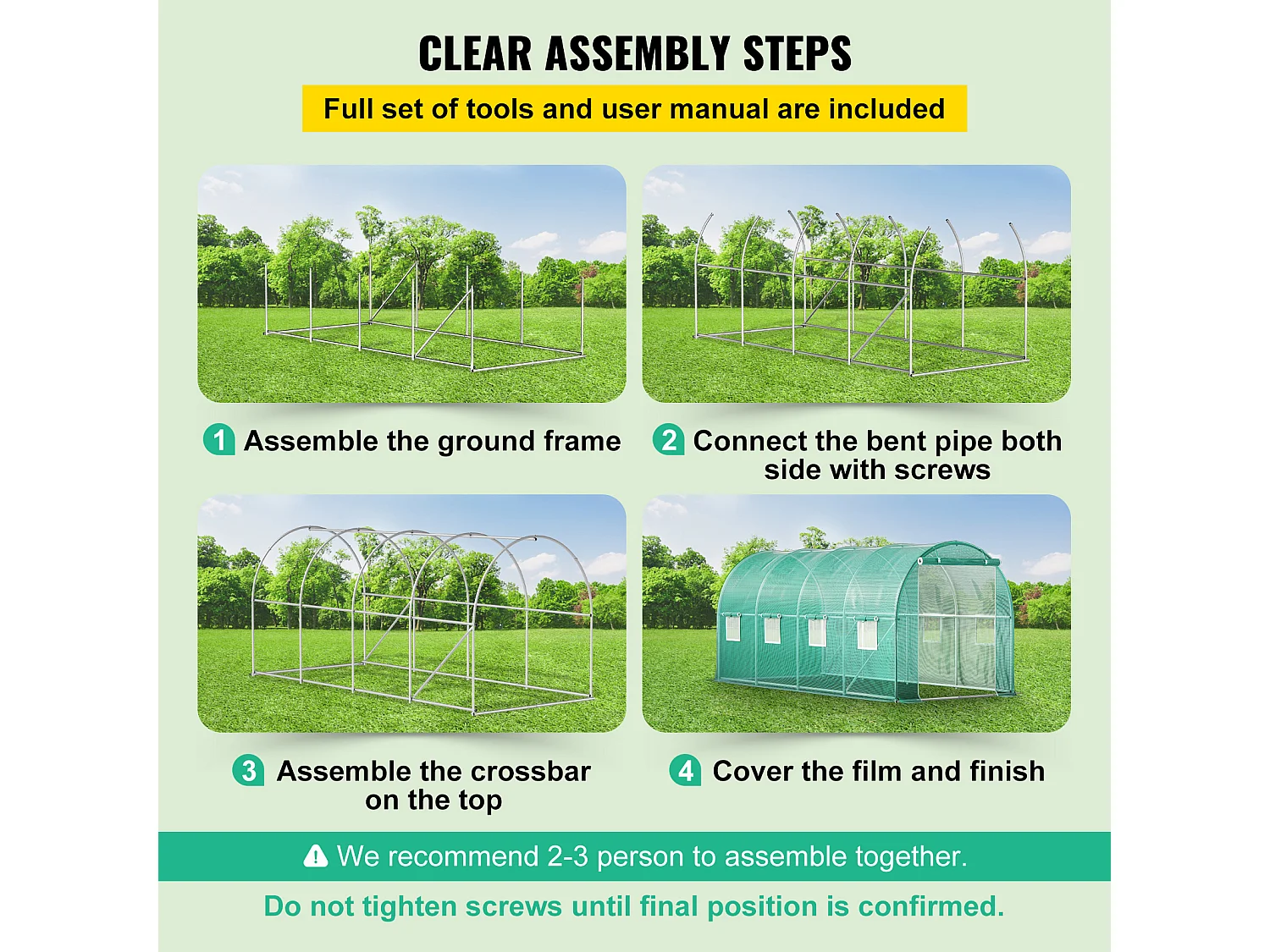 Folientunnel SucceBuy mit Verzinktem Rahmen 4,5 x 2 x 2 m, Wasserdicht