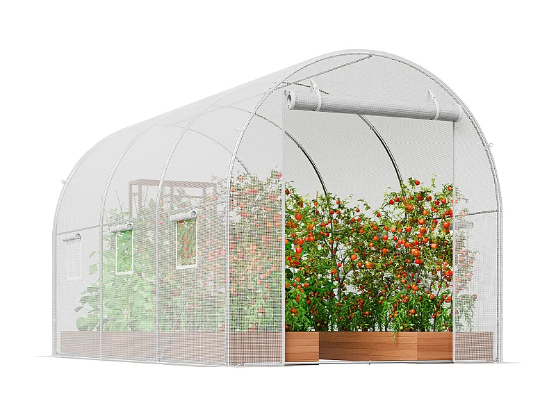 Folientunnel SucceBuy 2 x 3 x 2 m, Verzinkter Rahmen, PE-Abdeckung, Weiß