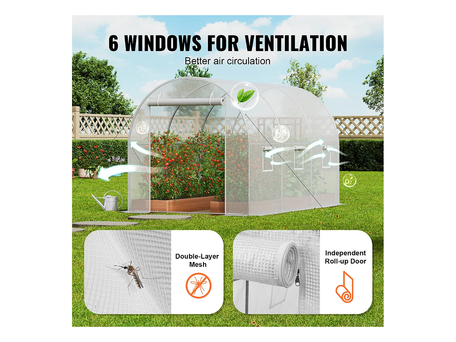 Serre Tunnel SucceBuy, 2 x 3 x 2 m, Cadre Galvanisé, Couverture PE, Blanc