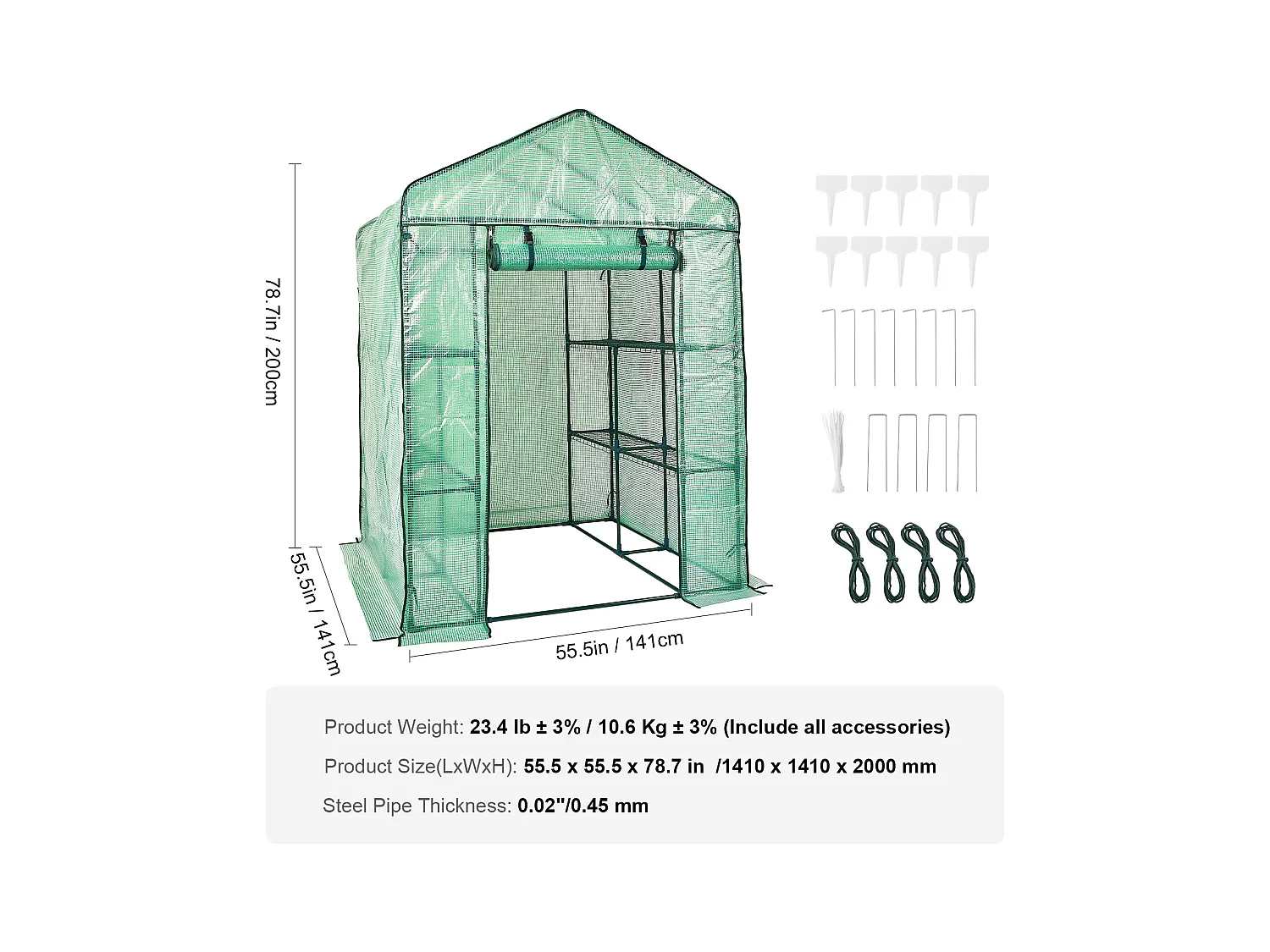 Serre Tunnel Portable SucceBuy avec Étagères 1.4 x 1.4 x 2 m