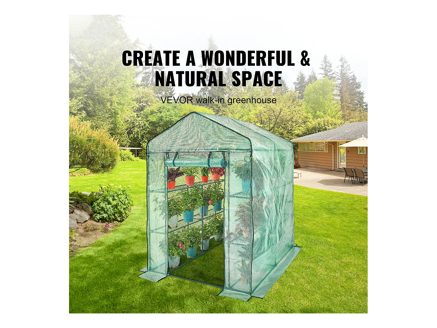 Serre Tunnel Portable SucceBuy avec Étagères 1.4 x 1.4 x 2 m