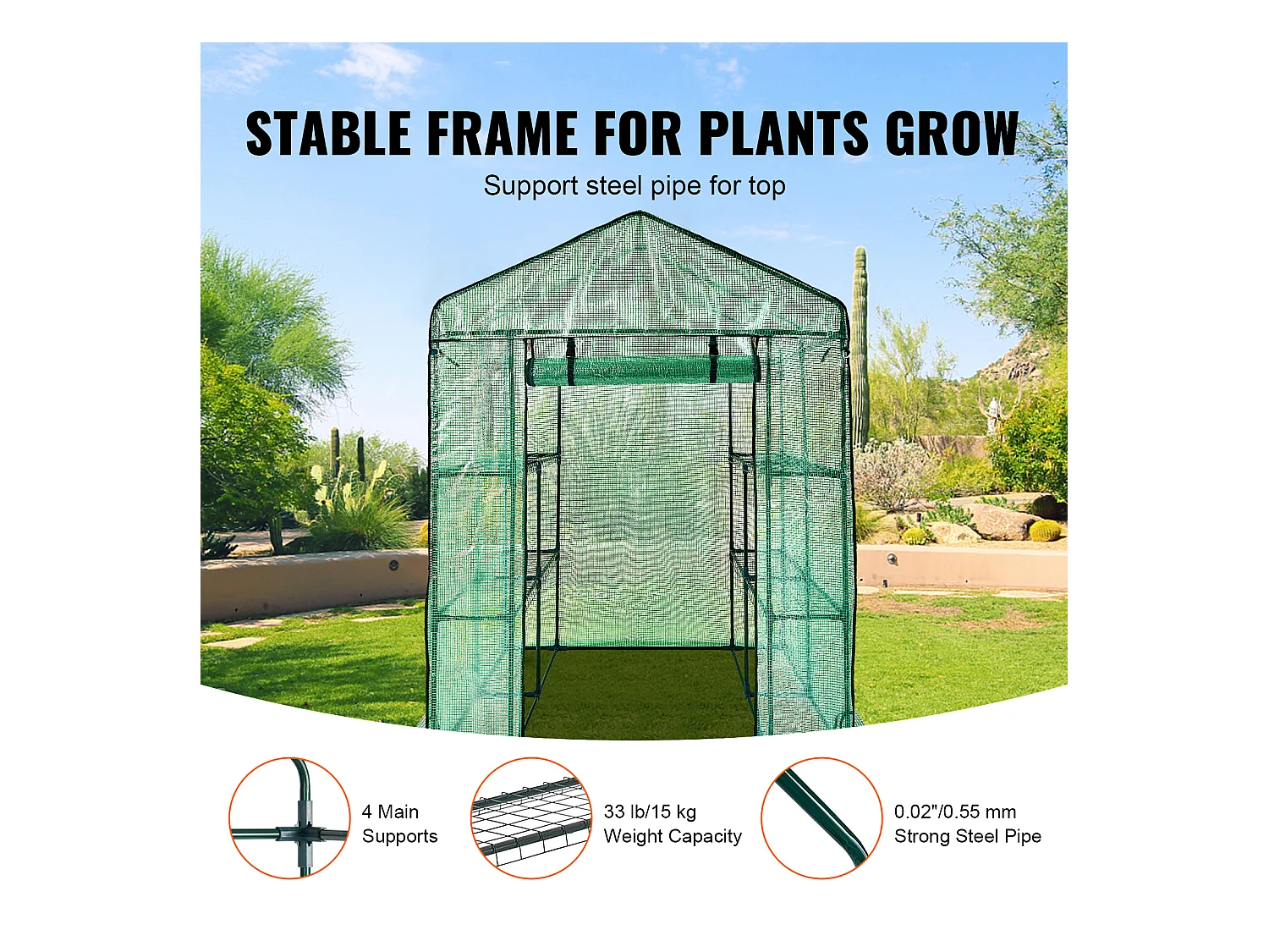 Serre Tunnel Portable SucceBuy avec Étagères 1.4 x 1.4 x 2 m