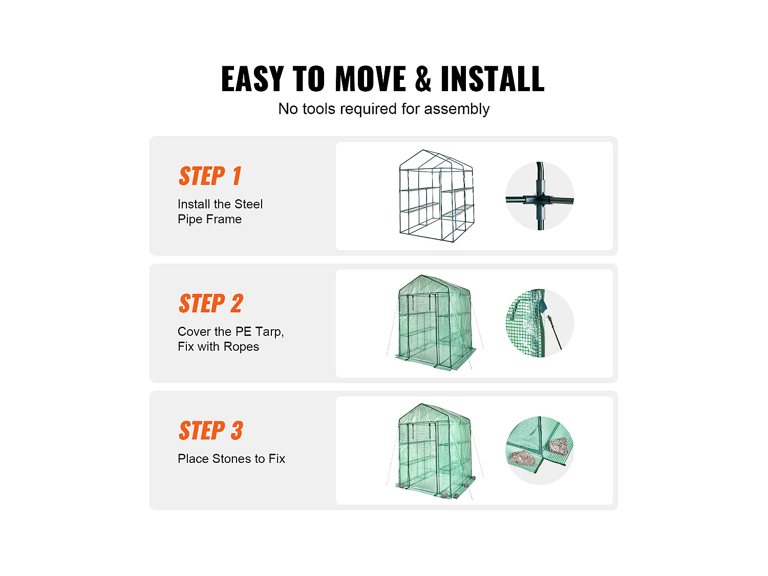 Serre Tunnel Portable SucceBuy avec Étagères 1.4 x 1.4 x 2 m