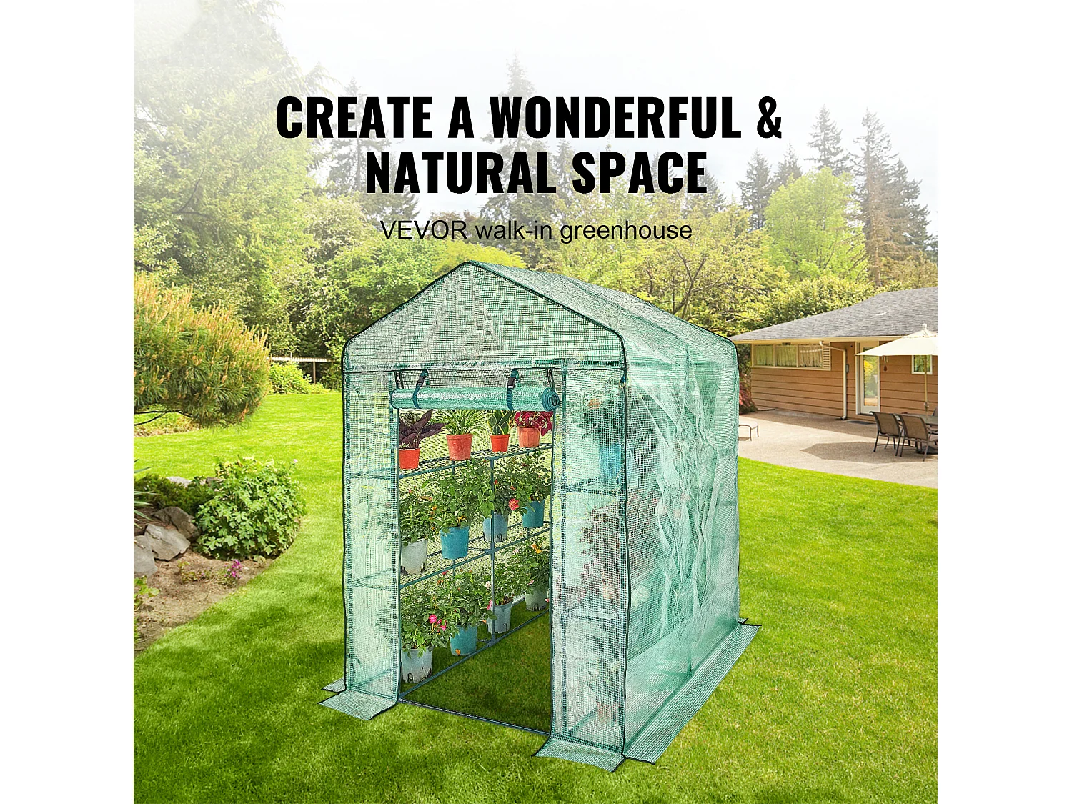 Invernadero Tipo Túnel Portátil SucceBuy con Estantes 1,4 x 1,4 x 2 m