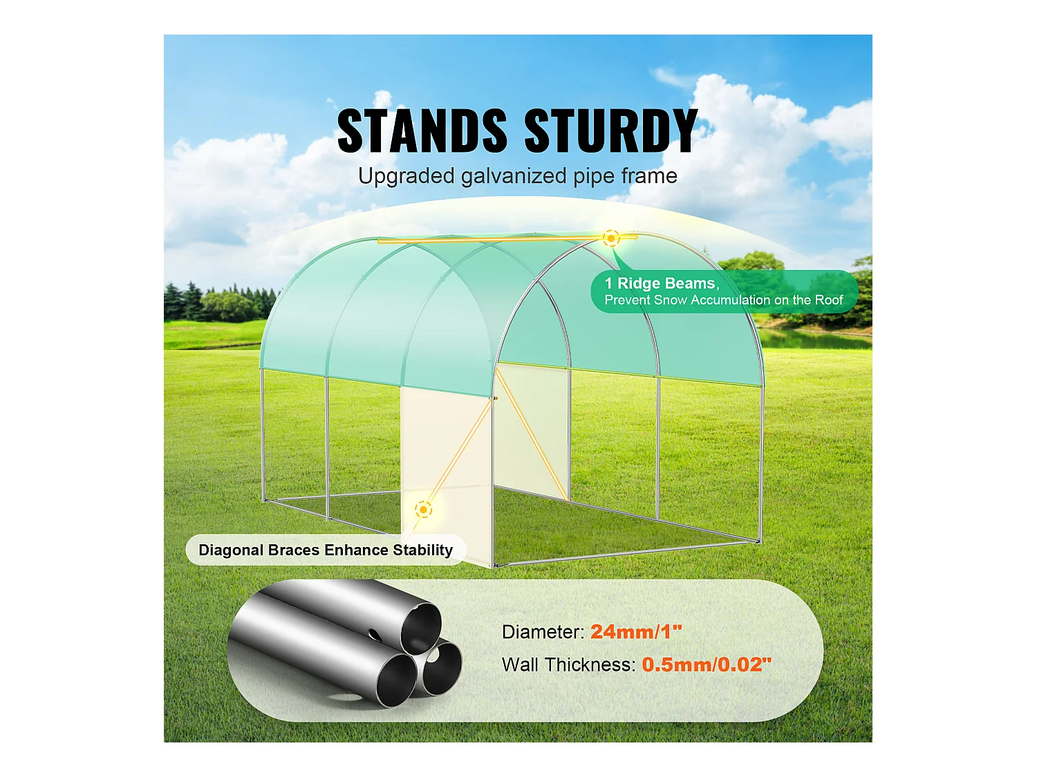 Serre Tunnel SucceBuy, 2 x 3 x 2 m, Cadre Galvanisé, Couverture PE, Verte