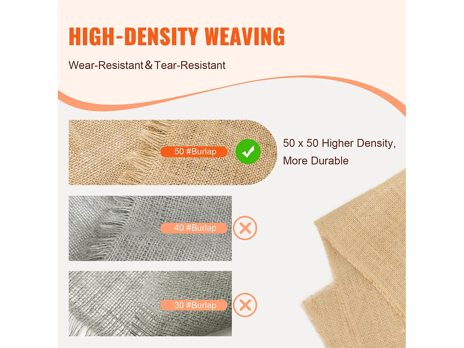 Rouleau de Tissu en Toile de Jute SucceBuy, 1016 mm x 22,86 m, Idéal pour l'Artisanat et les Plantes