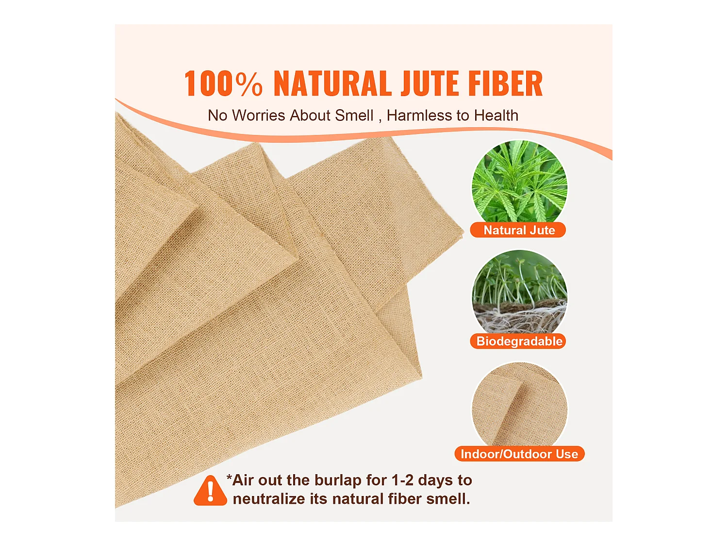 Rouleau de Toile de Jute SucceBuy, 355 mm x 45,7 m, Idéal pour l'Artisanat et l'Emballage Hivernal des Plantes