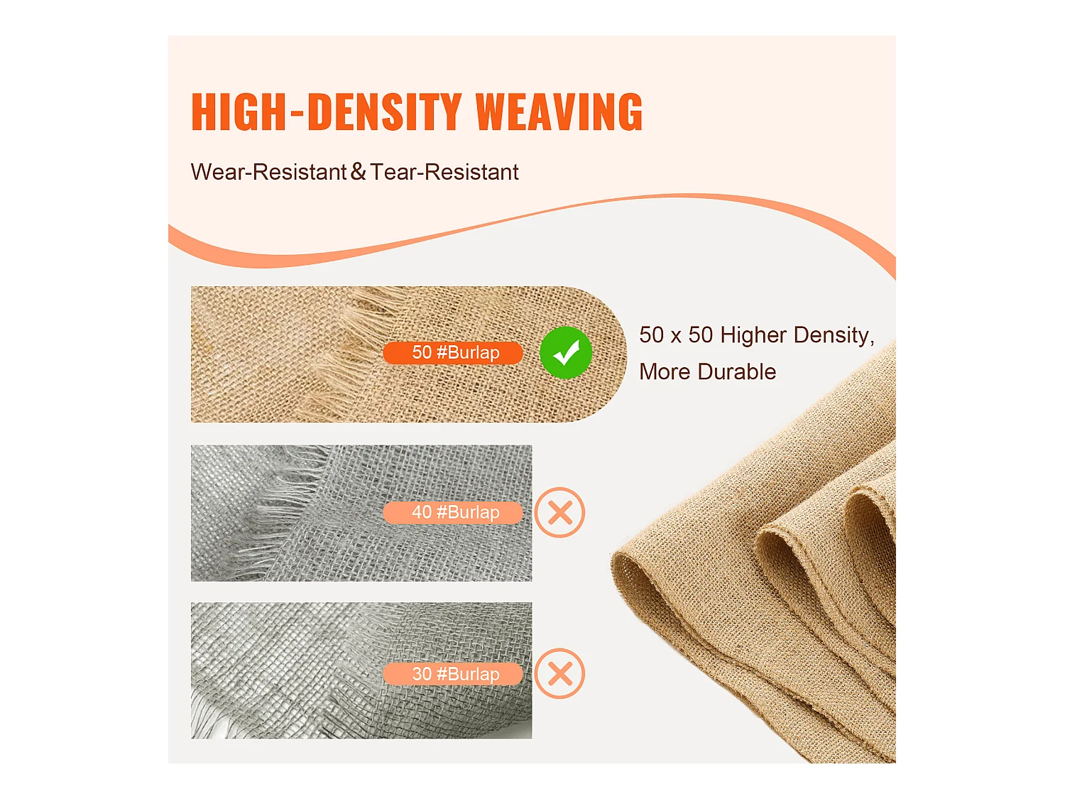 Rouleau de Toile de Jute SucceBuy, 355 mm x 45,7 m, Idéal pour l'Artisanat et l'Emballage Hivernal des Plantes