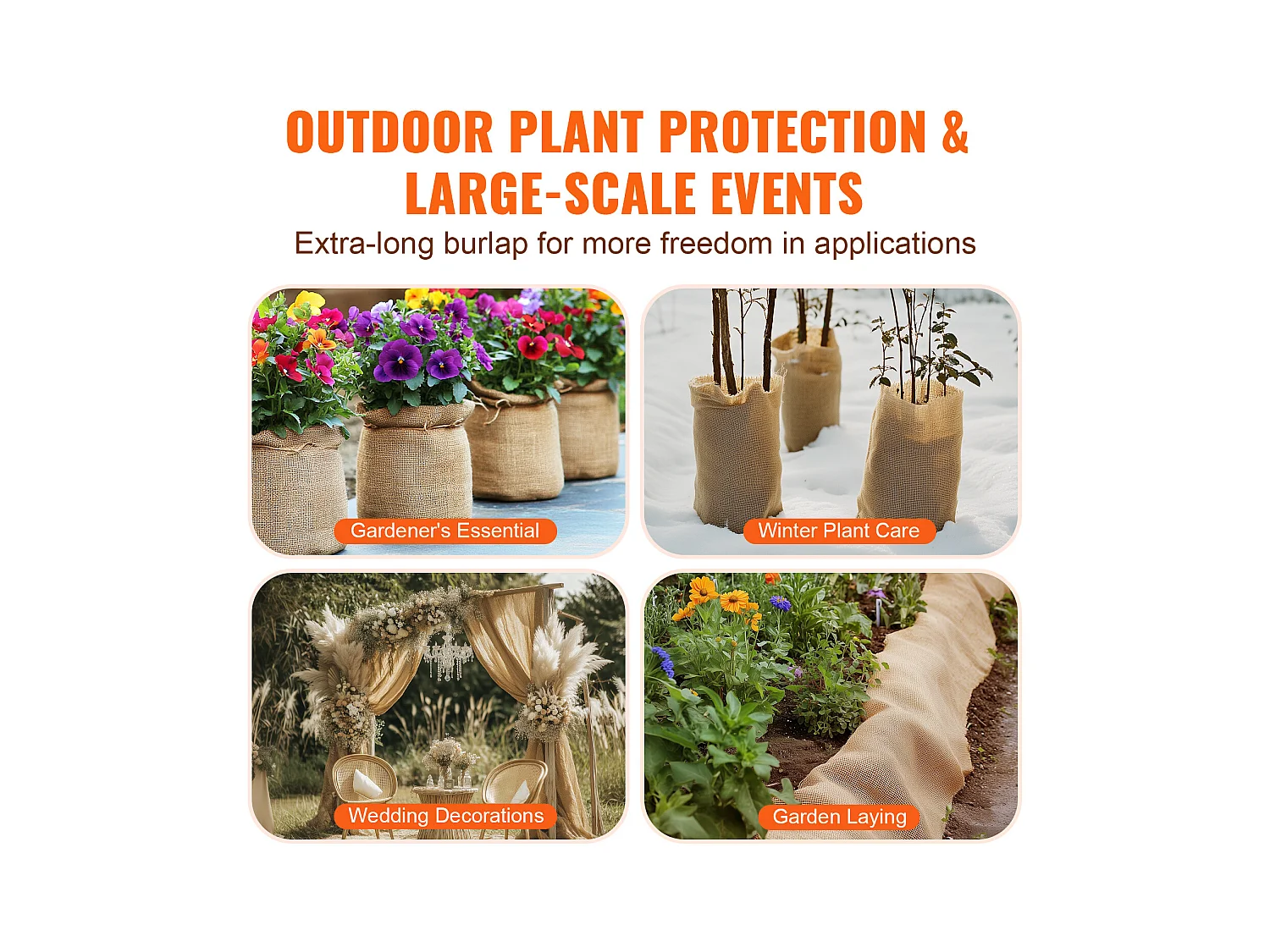 Rouleau de Toile de Jute SucceBuy, 355 mm x 45,7 m, Idéal pour l'Artisanat et l'Emballage Hivernal des Plantes