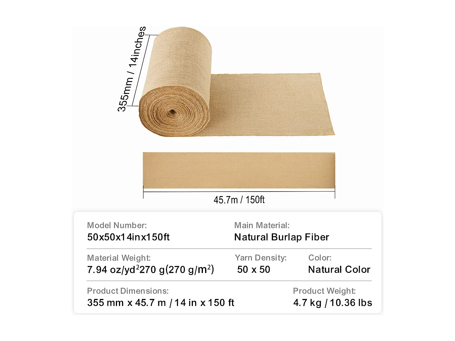 Rolo de Hessian SucceBuy, 355 mm x 45,7 m, Ideal para Artesanato e Embalagem Invernal de Plantas