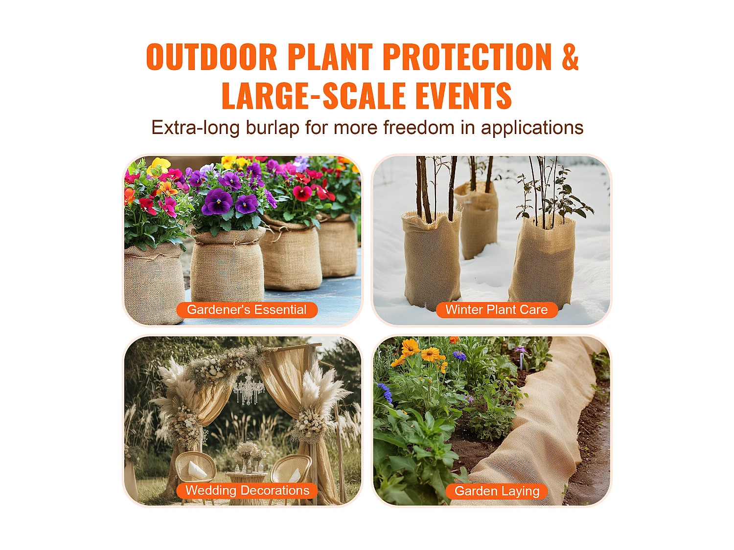 Rolo de Hessian SucceBuy, 355 mm x 45,7 m, Ideal para Artesanato e Embalagem Invernal de Plantas