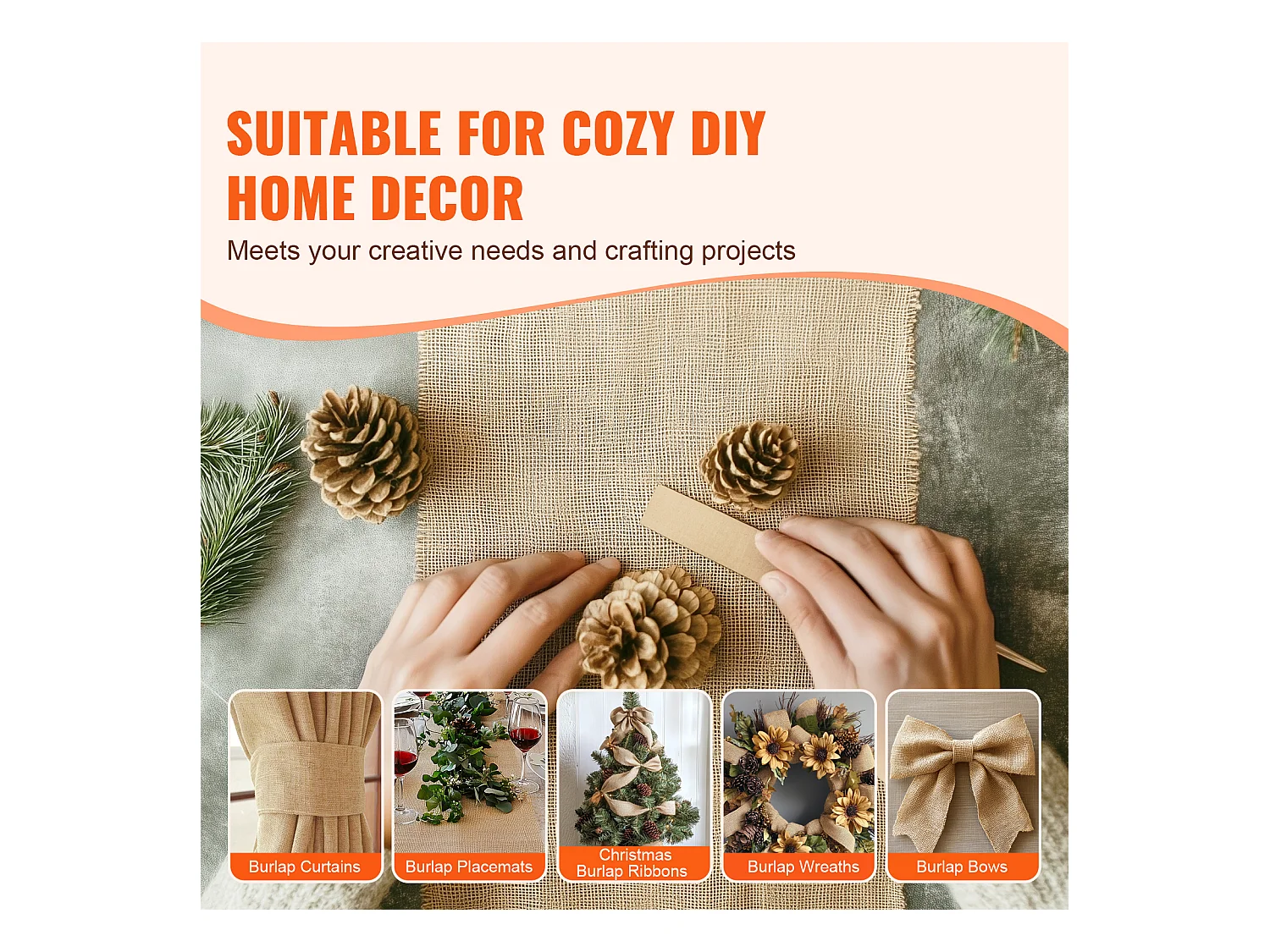 Rouleau de Toile de Jute SucceBuy, 355 mm x 9,1 m, pour l'Artisanat et l'Emballage Hivernal des Plantes