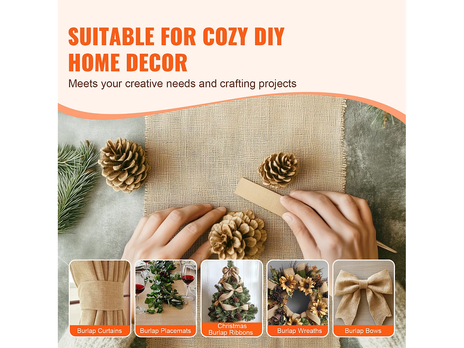 Rouleau de Toile de Jute SucceBuy, 355 mm x 9,1 m, pour l'Artisanat et l'Emballage Hivernal des Plantes