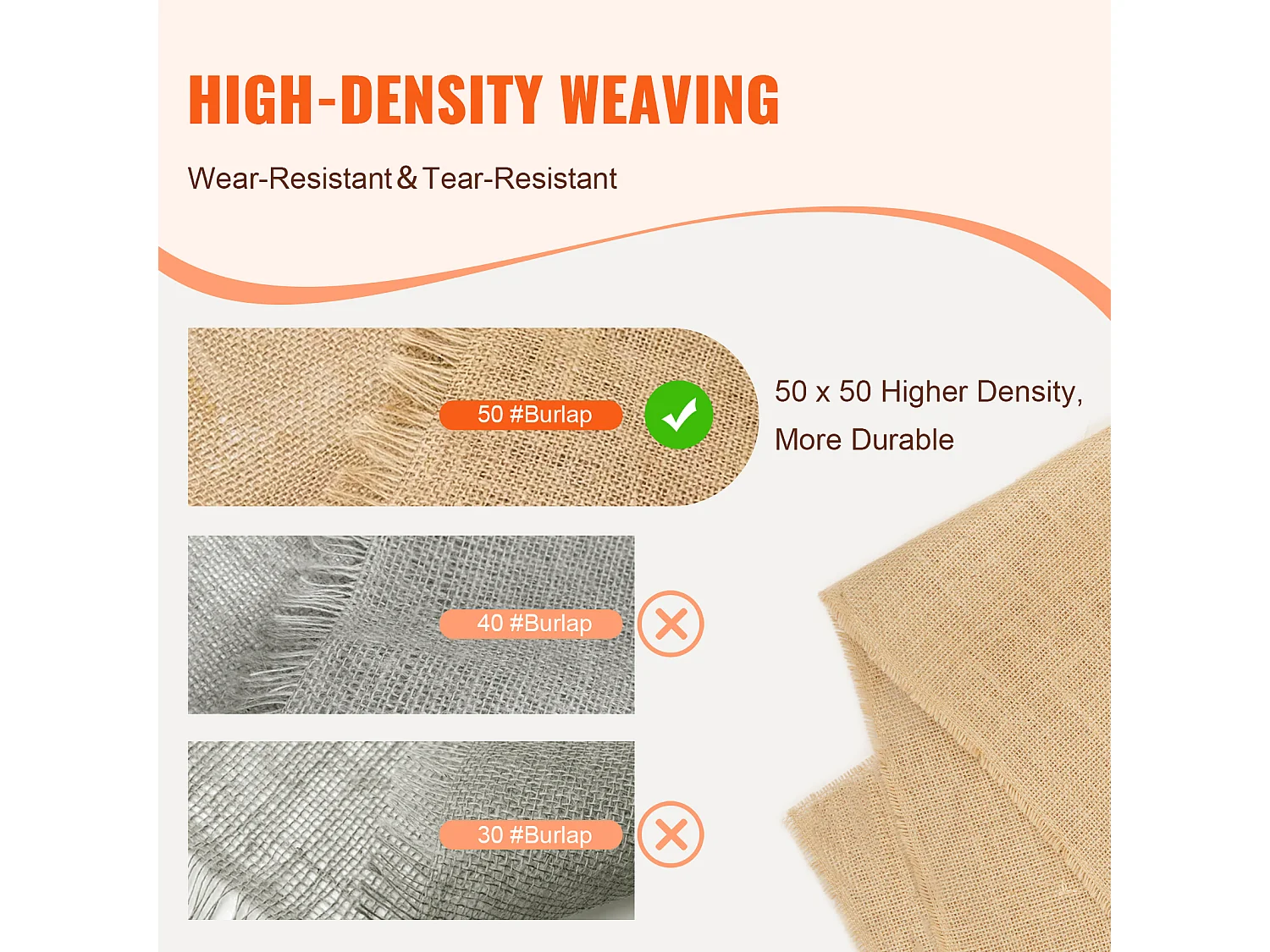 Rouleau de Tissu en Toile de Jute SucceBuy, 1016 mm x 45,7 m, Idéal pour l'Artisanat et les Plantes