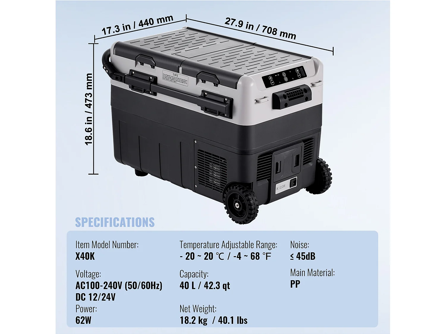 Réfrigérateur de Voiture SucceBuy Réfrigérateur Congélateur Portable pour Voiture 40L Double Zone, Compresseur pour Voiture et Maison