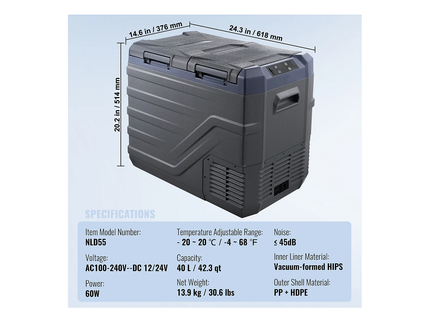 Réfrigérateur de Voiture SucceBuy Réfrigérateur de Voiture Portable 40L à Double Zone pour la Maison et la Voiture