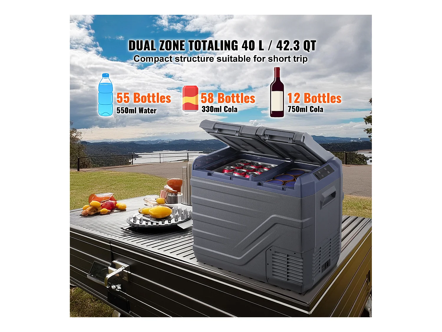 Réfrigérateur de Voiture SucceBuy Réfrigérateur de Voiture Portable 40L à Double Zone pour la Maison et la Voiture