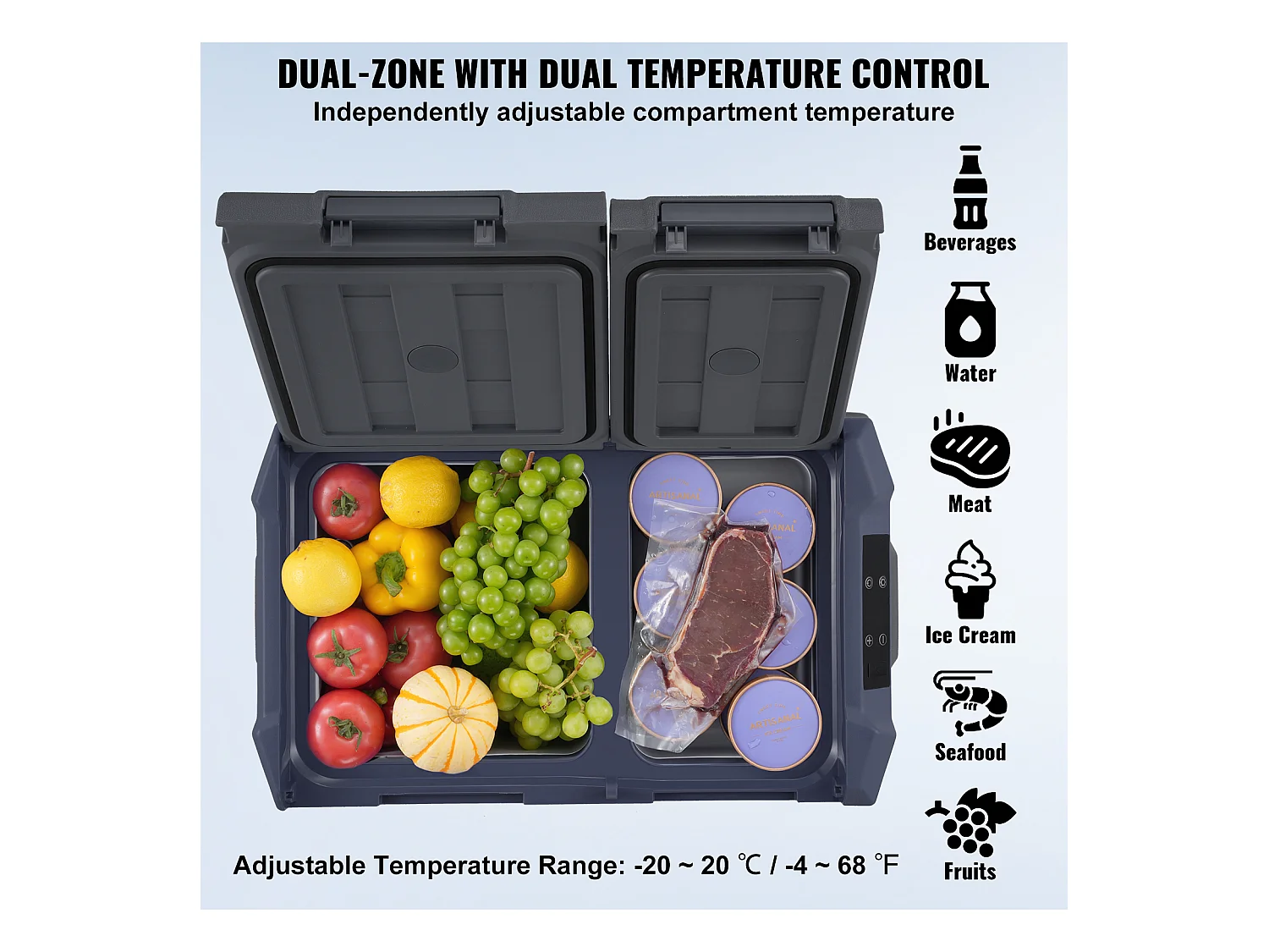 Réfrigérateur de Voiture SucceBuy Réfrigérateur de Voiture Portable 40L à Double Zone pour la Maison et la Voiture