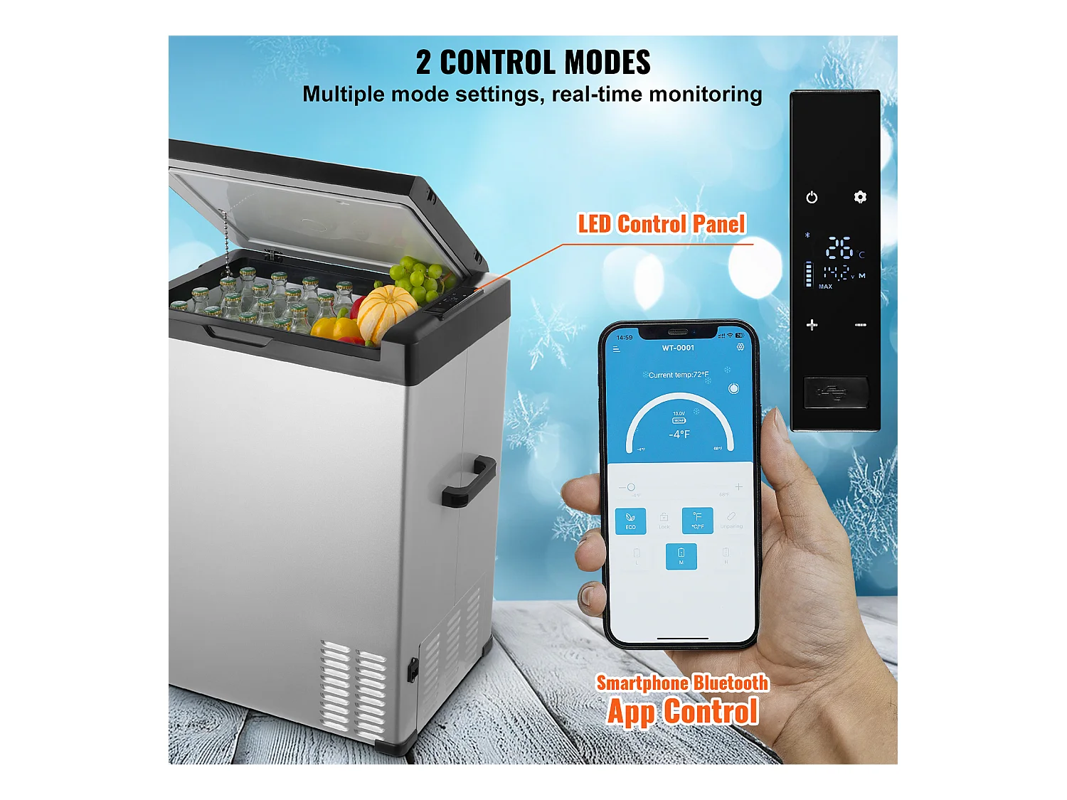 Autokoelkast SucceBuy Autokoelkast, 12 V Draagbare Koel-/Vriescombinatie, 70 L Koelbox met Één Zone, -16 ℃~20 ℃Instelbaar, 12/24V DC & 100-240V AC Compressor