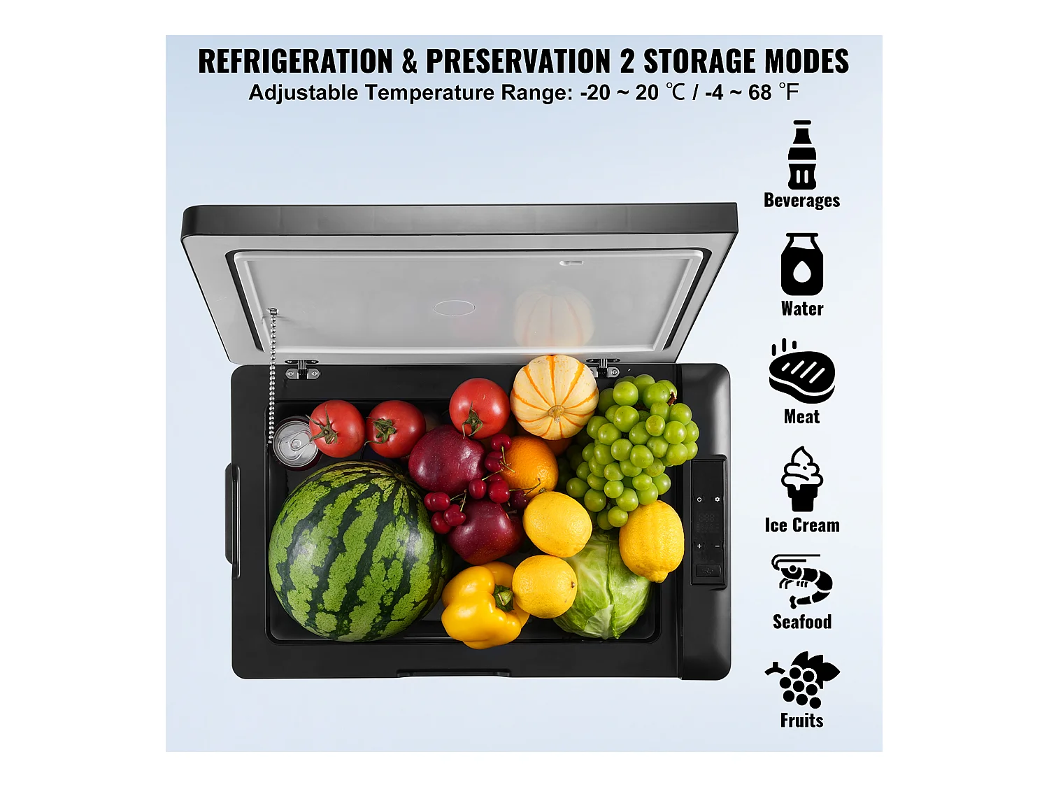 Réfrigérateur de Voiture SucceBuy Réfrigérateur de Voiture Portable 12V 70L à Zone Unique pour Camping-Car