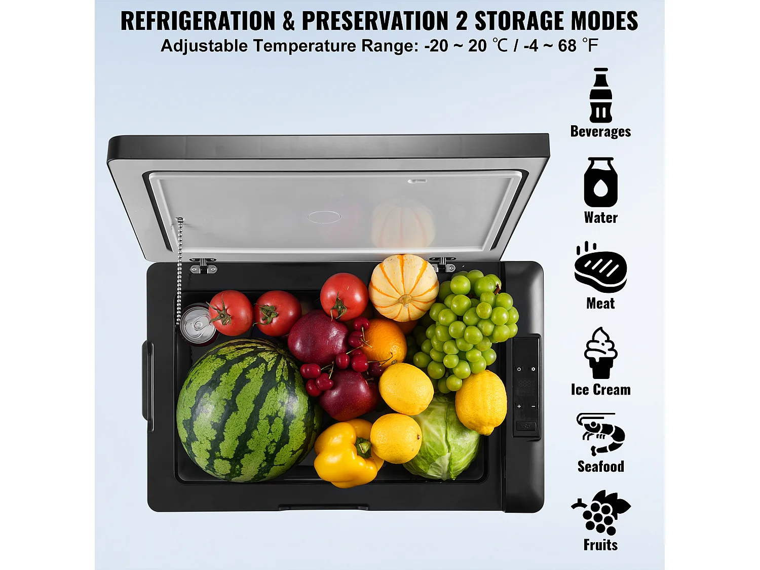 Réfrigérateur de Voiture SucceBuy Réfrigérateur de Voiture Portable 12V 70L à Zone Unique pour Camping-Car