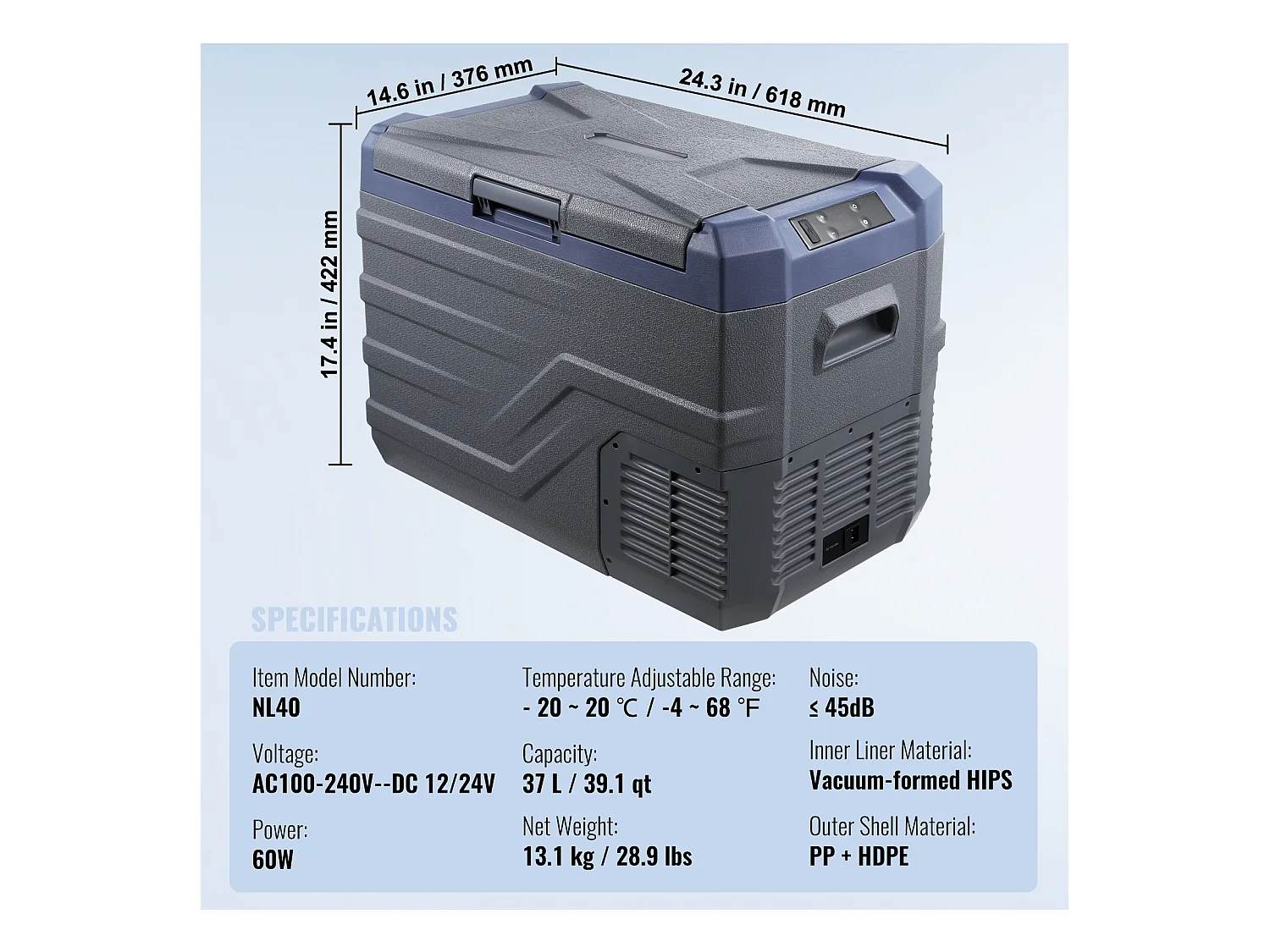 Réfrigérateur de Voiture SucceBuy Réfrigérateur Portable pour Voiture 37L avec Compresseur