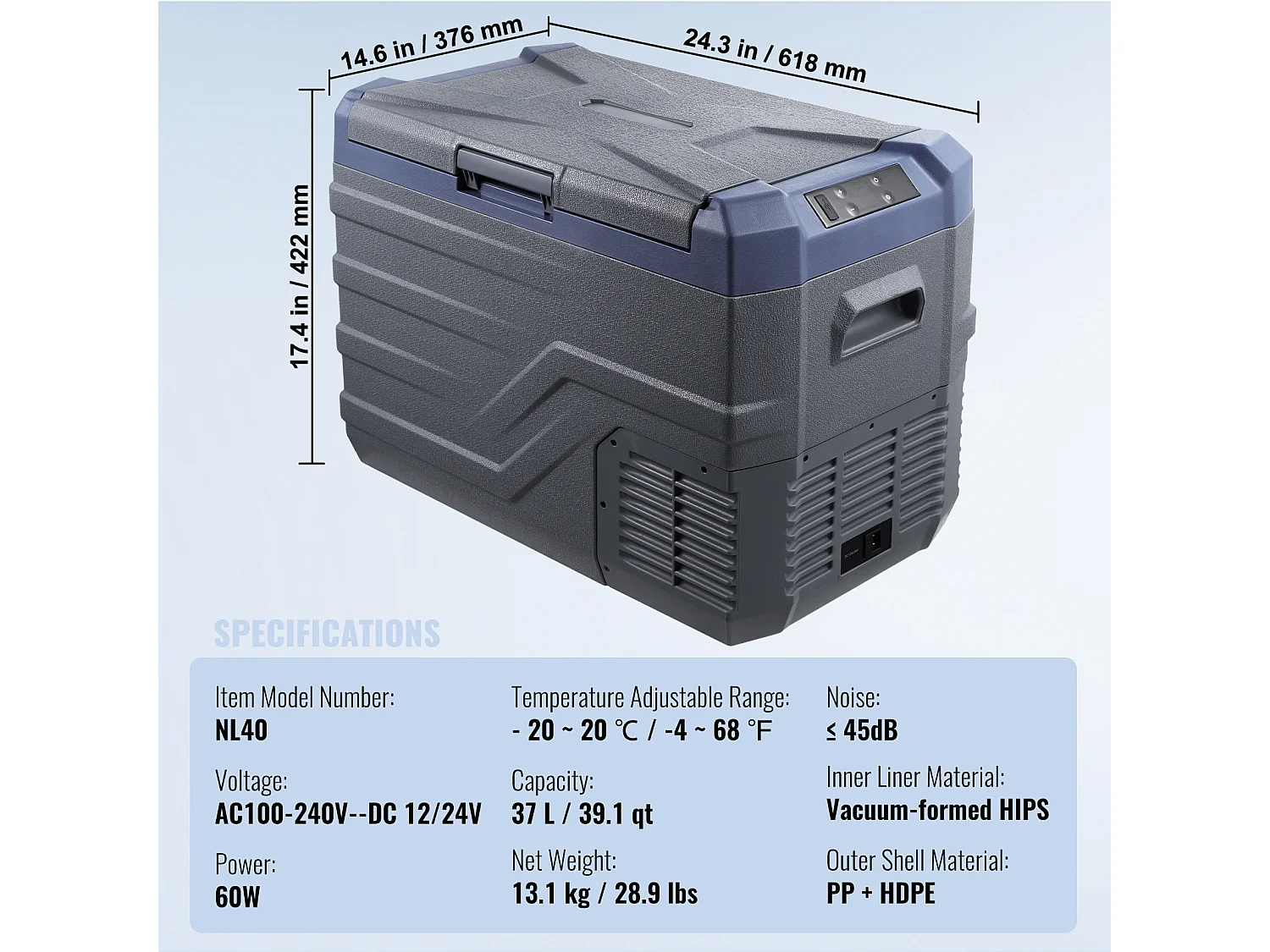 Réfrigérateur de Voiture SucceBuy Réfrigérateur Portable pour Voiture 37L avec Compresseur