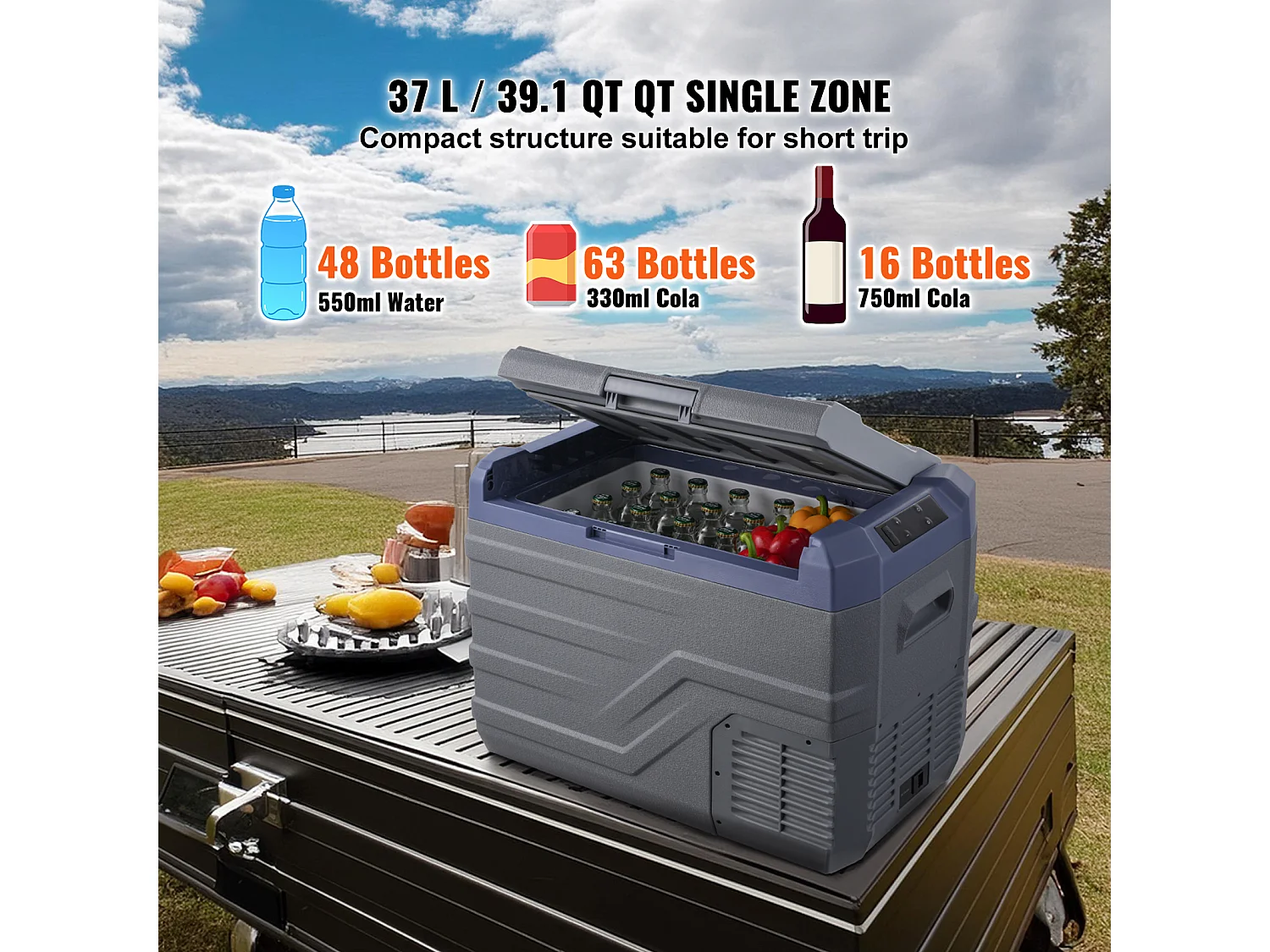 Réfrigérateur de Voiture SucceBuy Réfrigérateur Portable pour Voiture 37L avec Compresseur