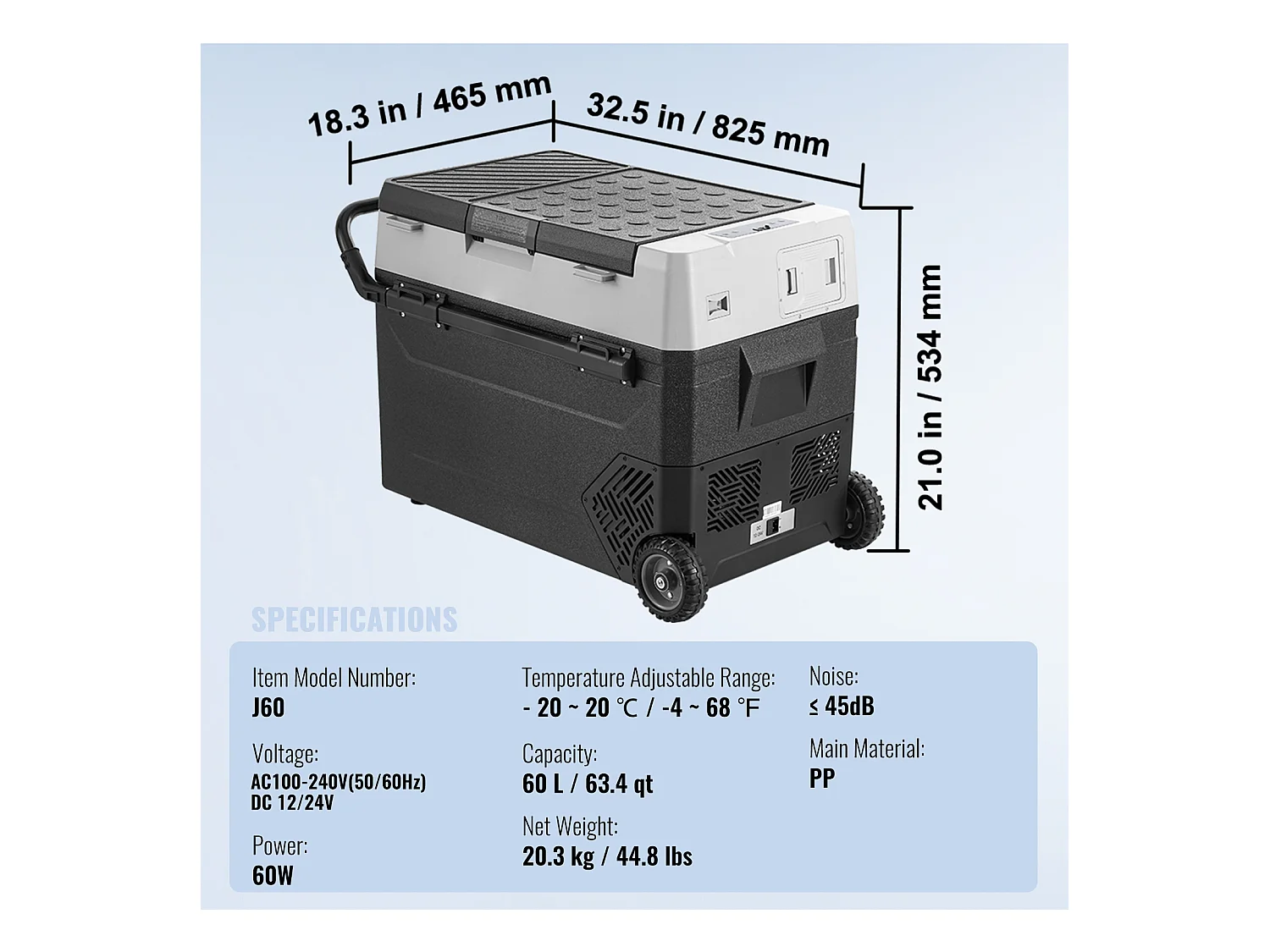 Réfrigérateur de Voiture SucceBuy Réfrigérateur Congélateur Portable pour Voiture 60L, Zone Unique, Compresseur pour Voiture et Maison