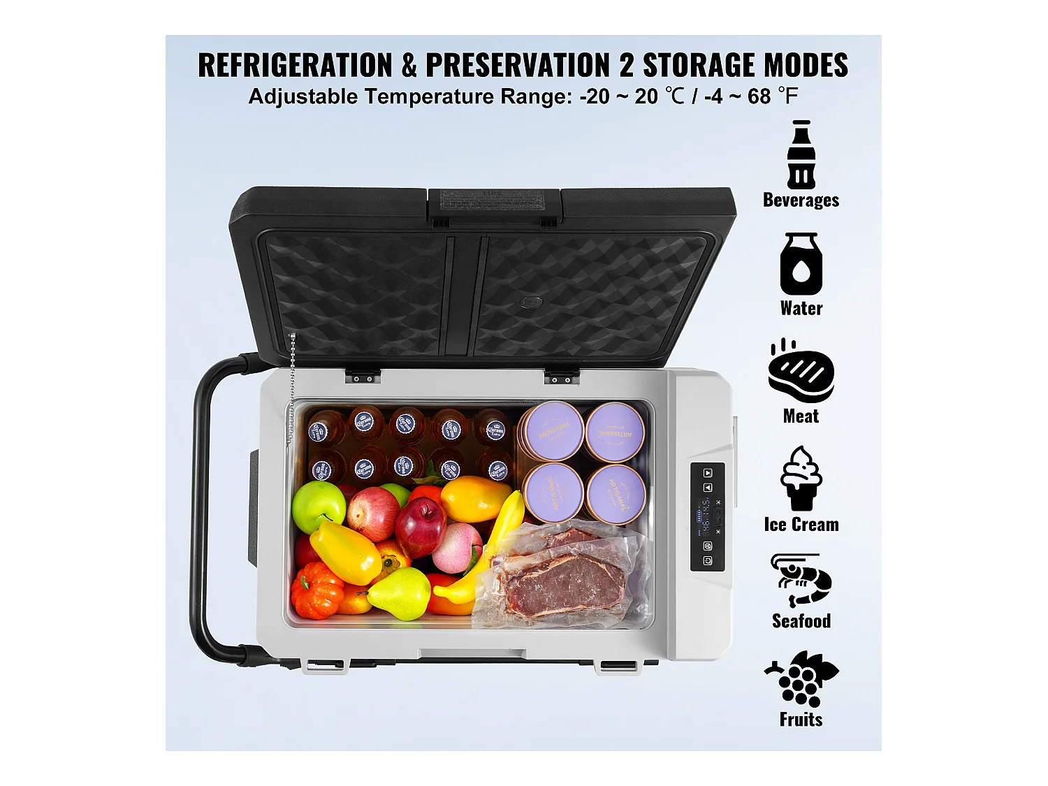 Réfrigérateur de Voiture SucceBuy Réfrigérateur Congélateur Portable pour Voiture 60L, Zone Unique, Compresseur pour Voiture et Maison