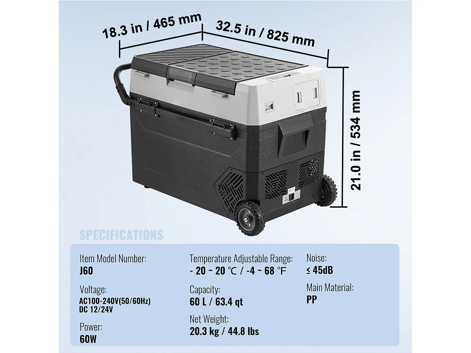 Réfrigérateur de Voiture SucceBuy Réfrigérateur Congélateur Portable pour Voiture 60L, Zone Unique, Compresseur pour Voiture et Maison