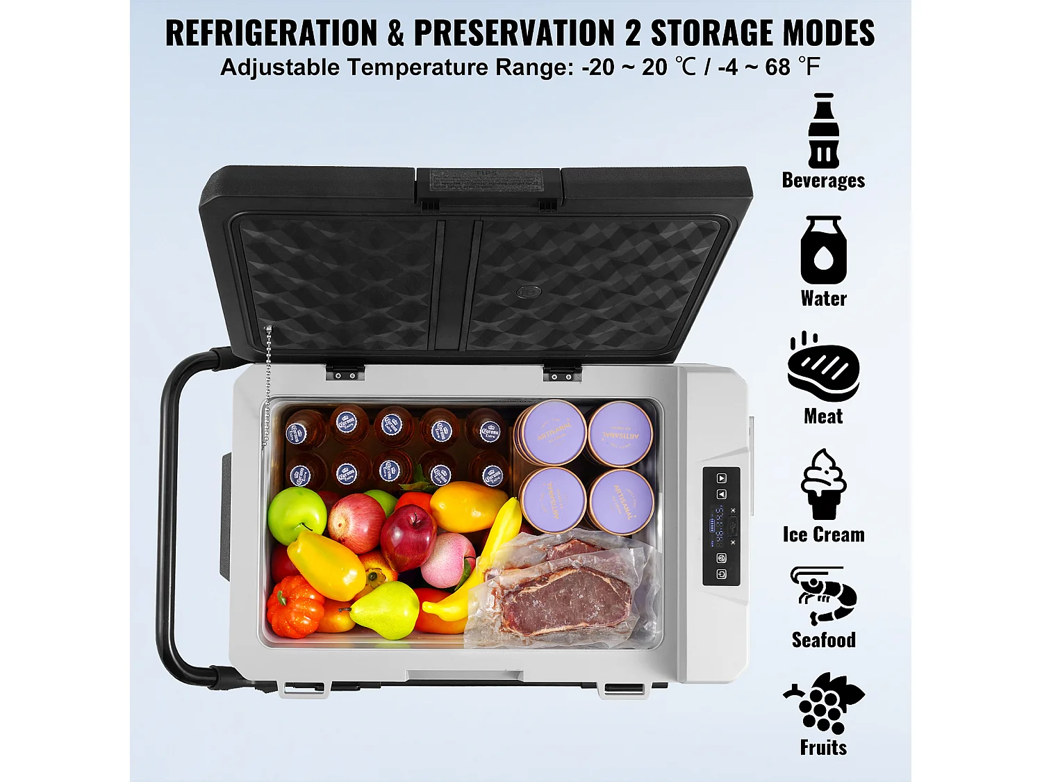 Réfrigérateur de Voiture SucceBuy Réfrigérateur Congélateur Portable pour Voiture 60L, Zone Unique, Compresseur pour Voiture et Maison