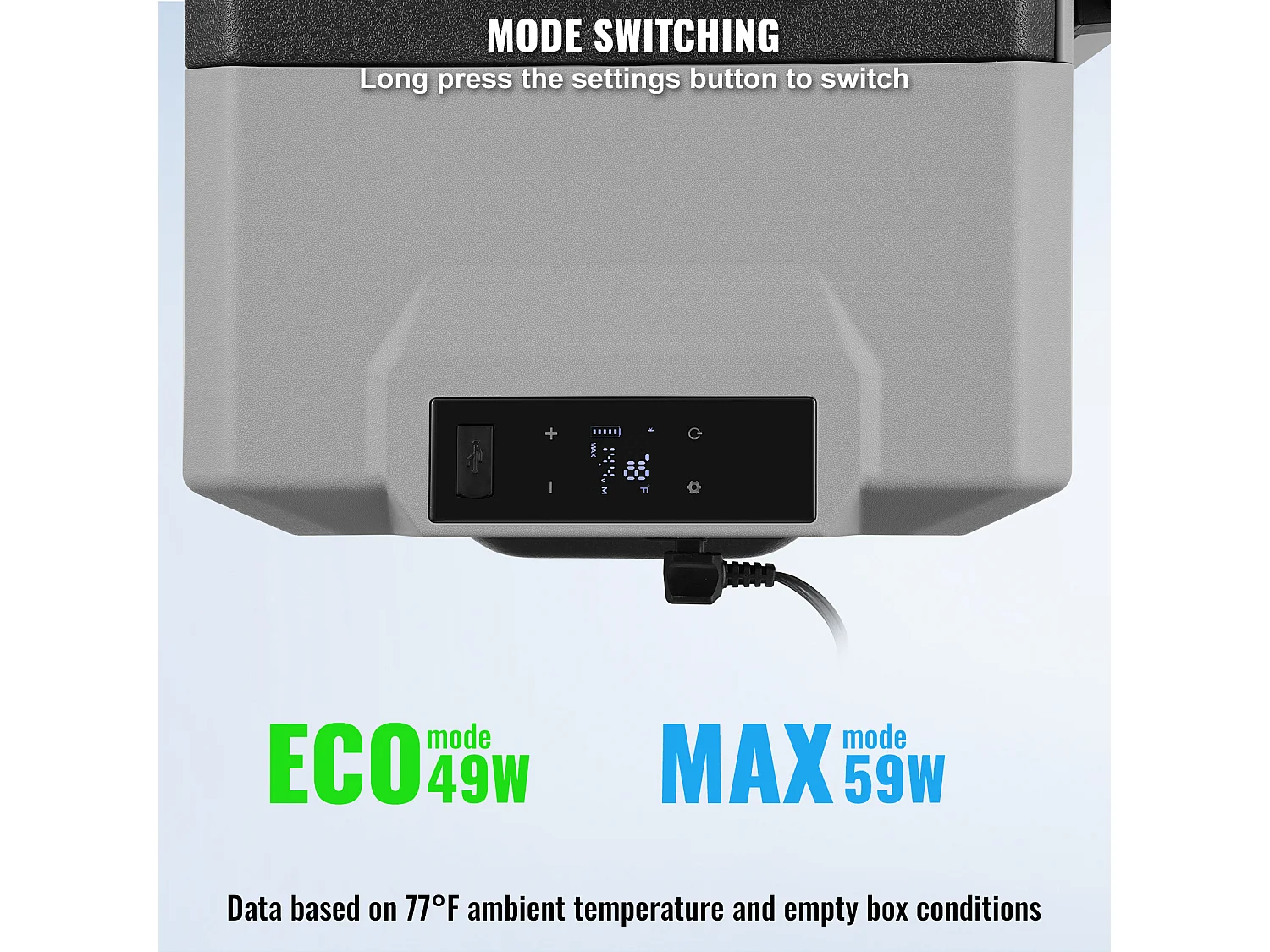 Réfrigérateur de Voiture SucceBuy Réfrigérateur Congélateur Portable pour Voiture 60L, Zone Unique, Compresseur pour Voiture et Maison