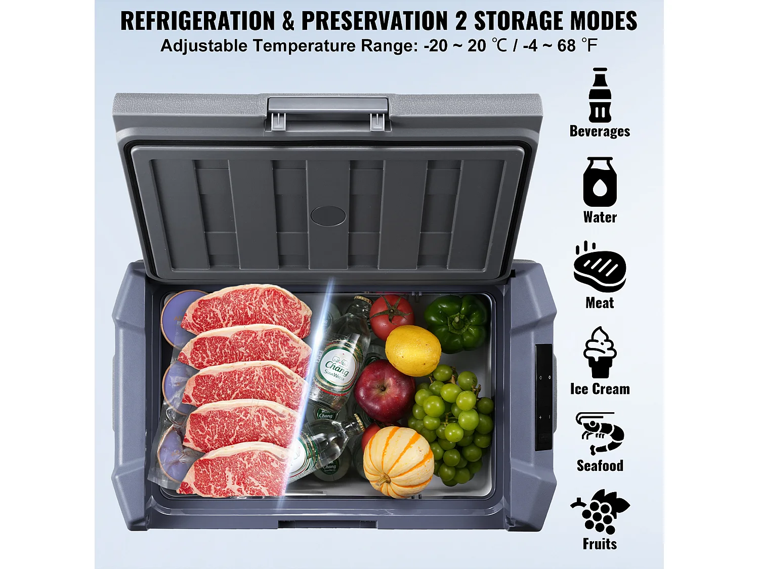 Réfrigérateur de Voiture SucceBuy Réfrigérateur-Congélateur Portable 45L pour Voiture, Compresseur à Zone Unique pour la Voiture, la Maison, Gris