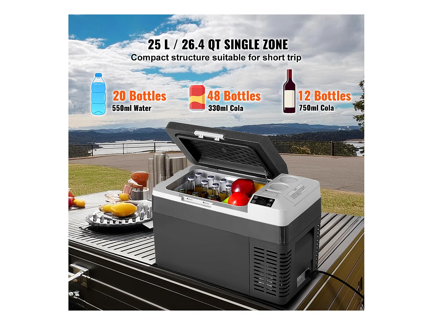 Réfrigérateur de Voiture SucceBuy Réfrigérateur-Congélateur Portable pour Voiture 25L, Simple Zone, Compresseur, pour la Voiture et la Maison