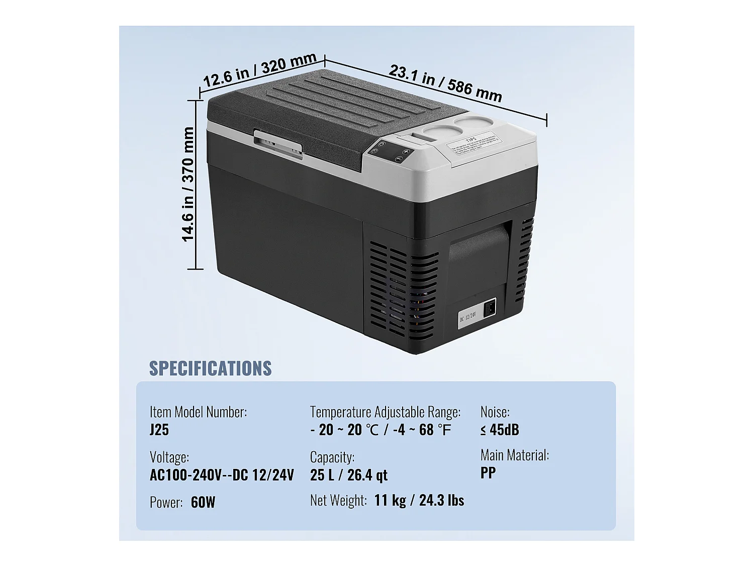 Réfrigérateur de Voiture SucceBuy Réfrigérateur-Congélateur Portable pour Voiture 25L, Simple Zone, Compresseur, pour la Voiture et la Maison